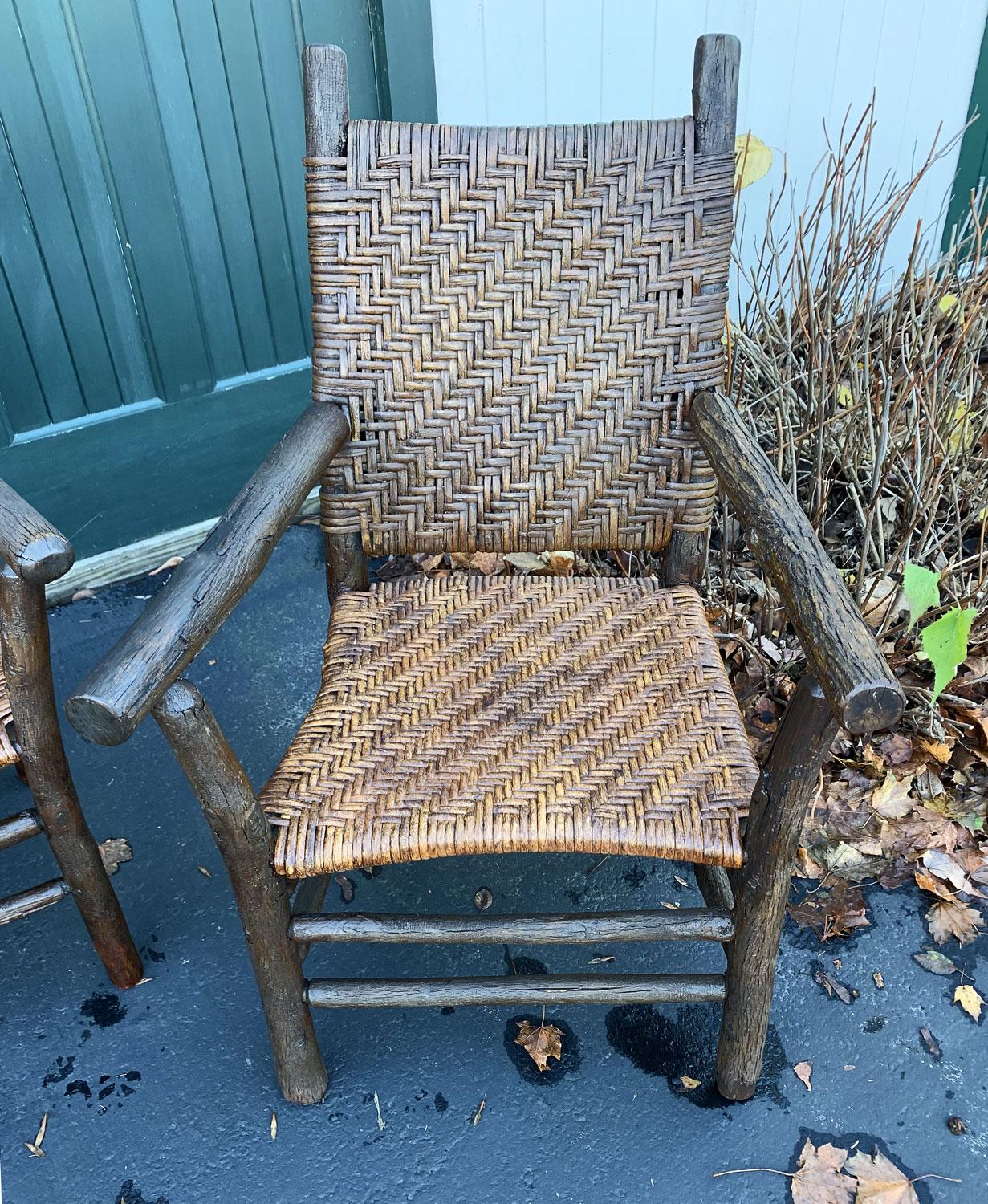Hammered Signed Old Hickory Set of  Four Armchairs