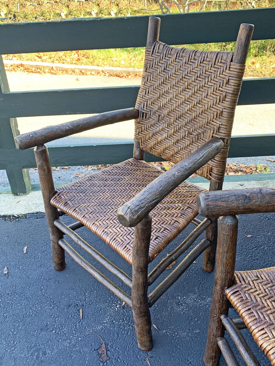 Signed Old Hickory Set of  Four Armchairs In Good Condition In Los Angeles, CA