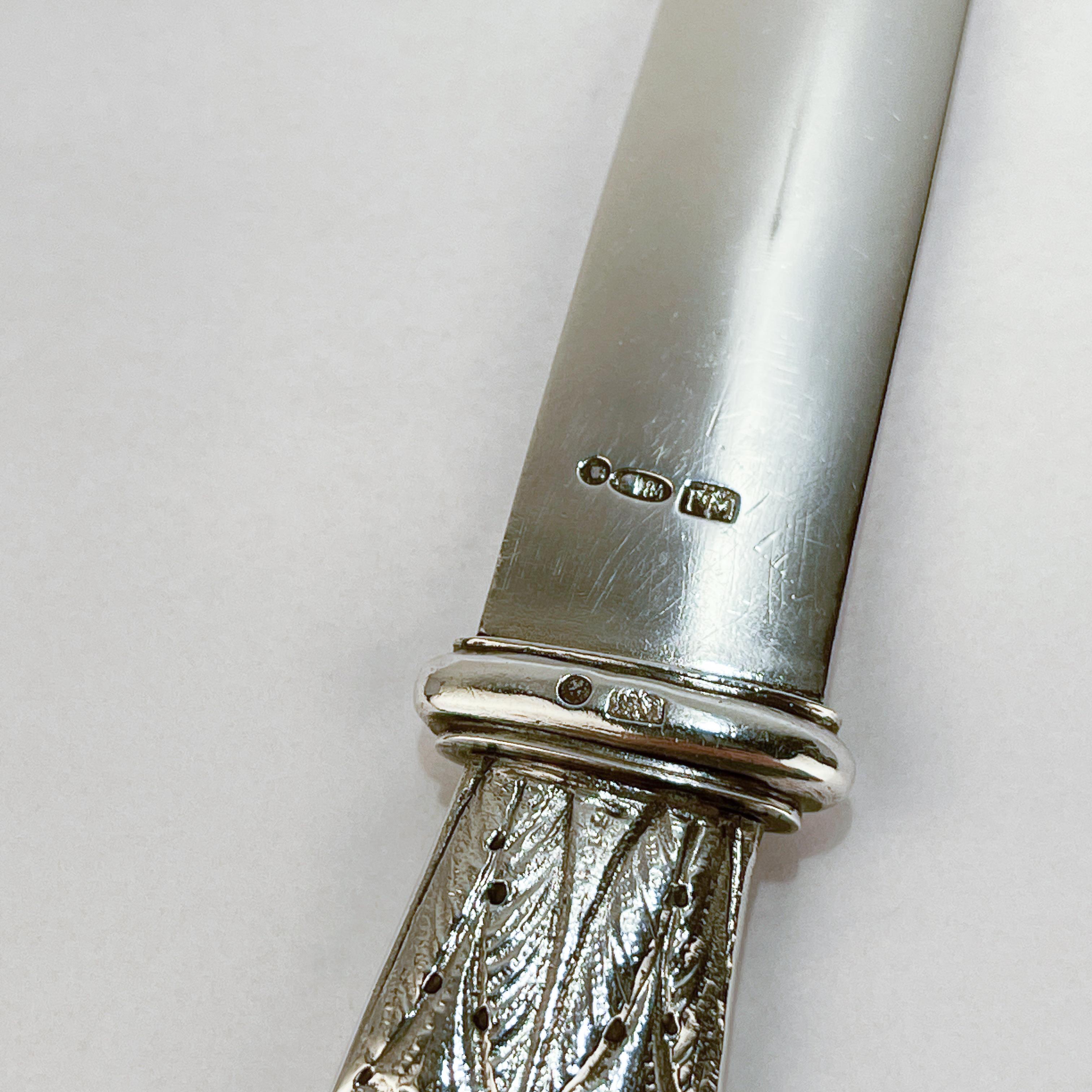 Signed Old or Antique Russian 84 Zolotnik Silver Page Cutter or Letter Opener  In Good Condition For Sale In Philadelphia, PA