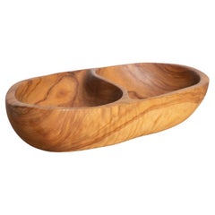 Bol fin en bois d'olivier signé, vers 1950