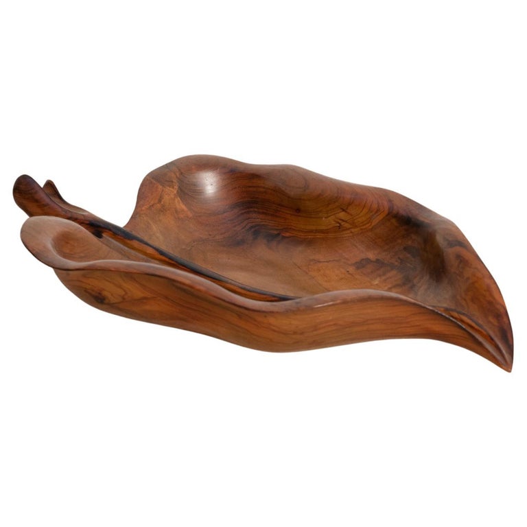 Signed Olive Wood Leaf Bowl, circa 1950 For Sale at 1stDibs wooden