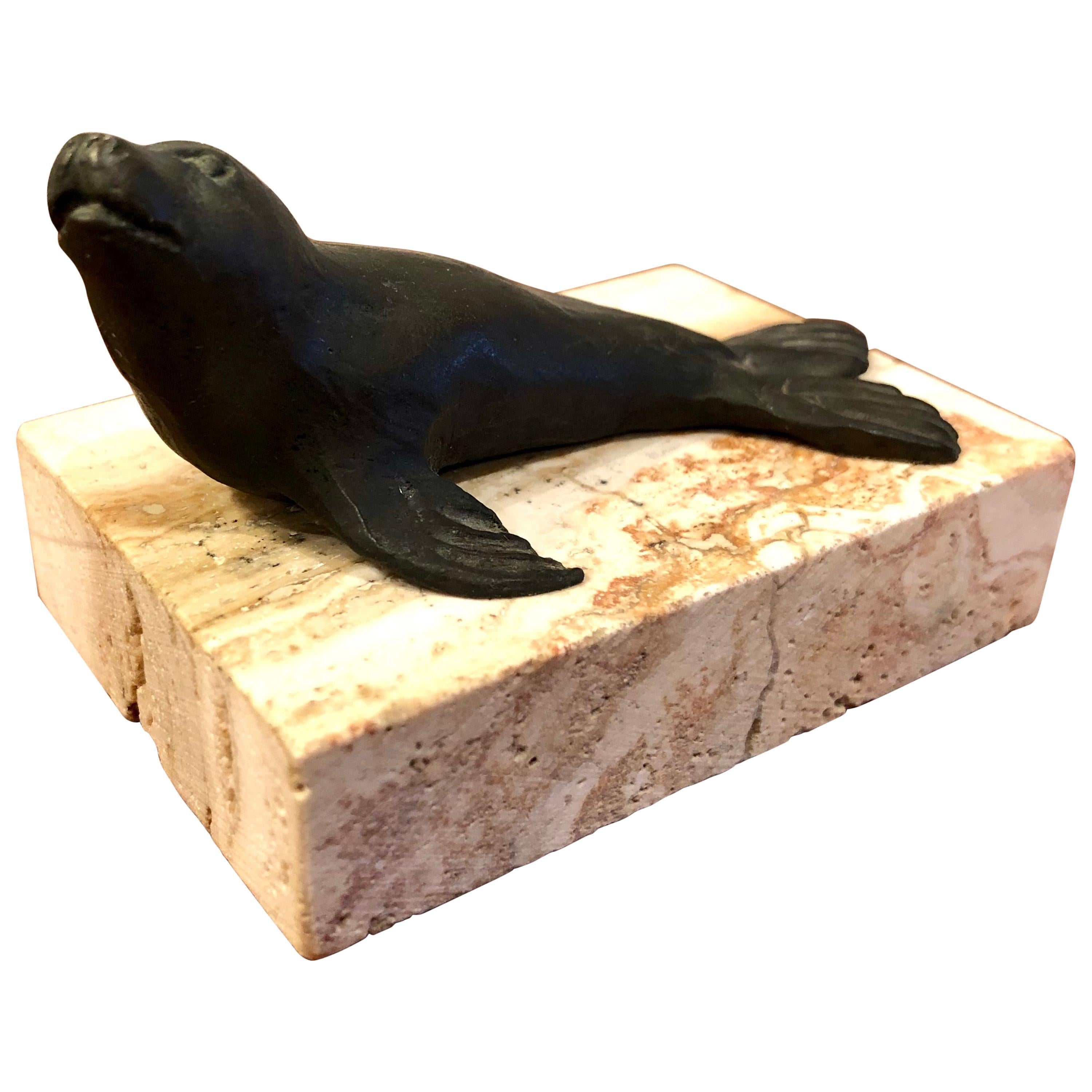 Signed Original Bronze Seal Sculpture by Artist Siggy Puchta