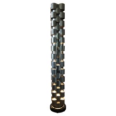 Lampadaire original signé Curtis Jere Skyscraper / Chrome Clover Leaf