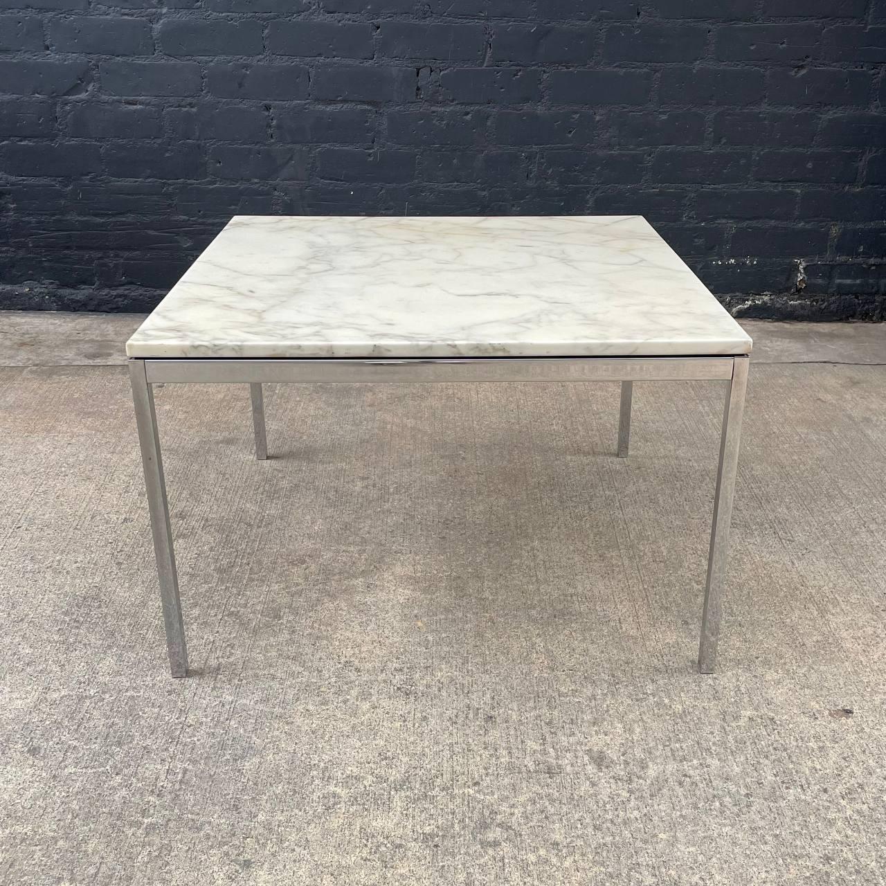Signed Original Mid-Century Modern Carrara Marble Coffee Table by Knoll In Good Condition For Sale In Los Angeles, CA