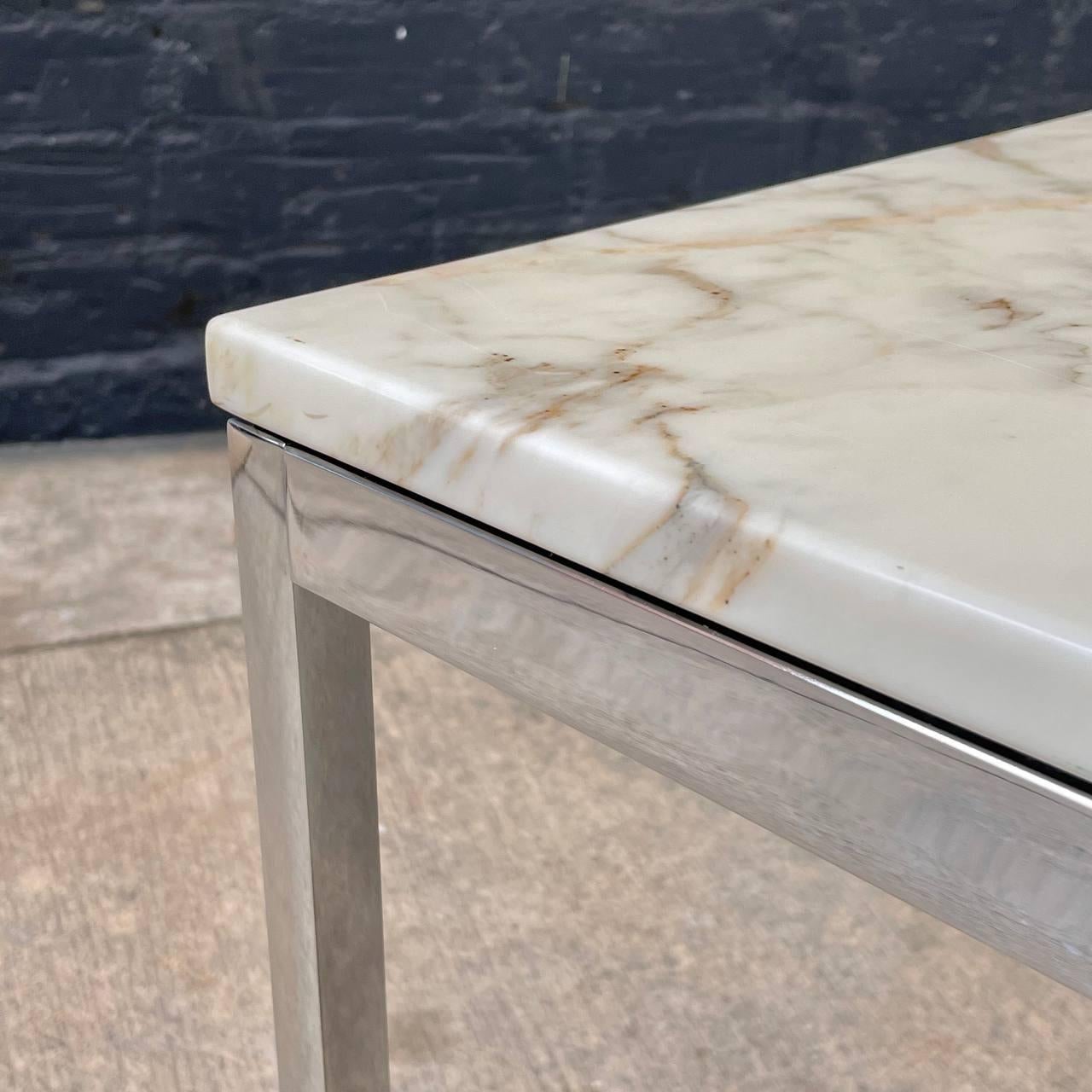 Signed Original Mid-Century Modern Carrara Marble Coffee Table by Knoll For Sale 3