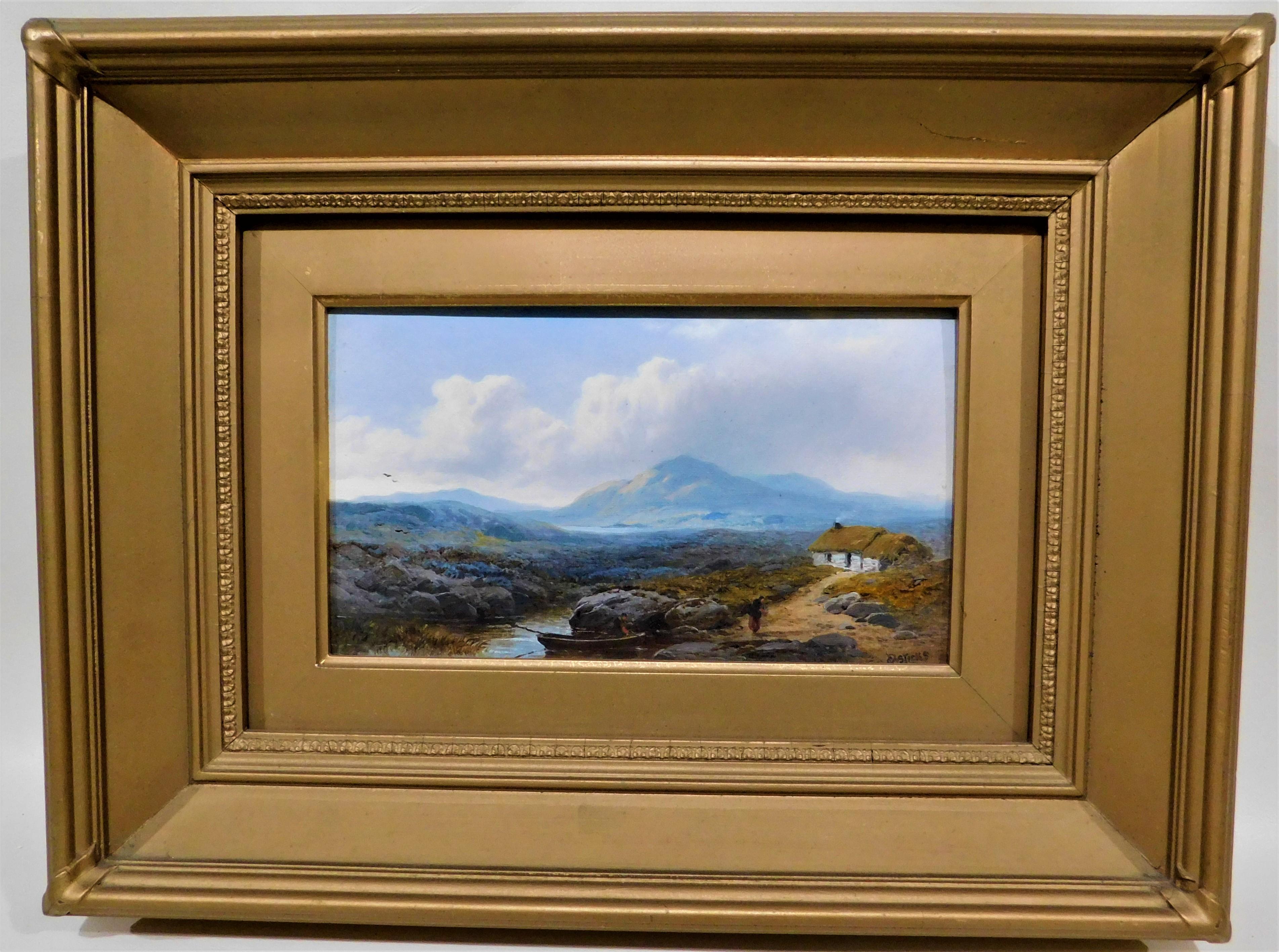 Nicely framed original George Blackie Sticks oil on canvas painting. There is writing on the back that we can't quite make out but it is name of the painting and the artist signature is correct on the front right lower corner. Painting size: 9.5 x