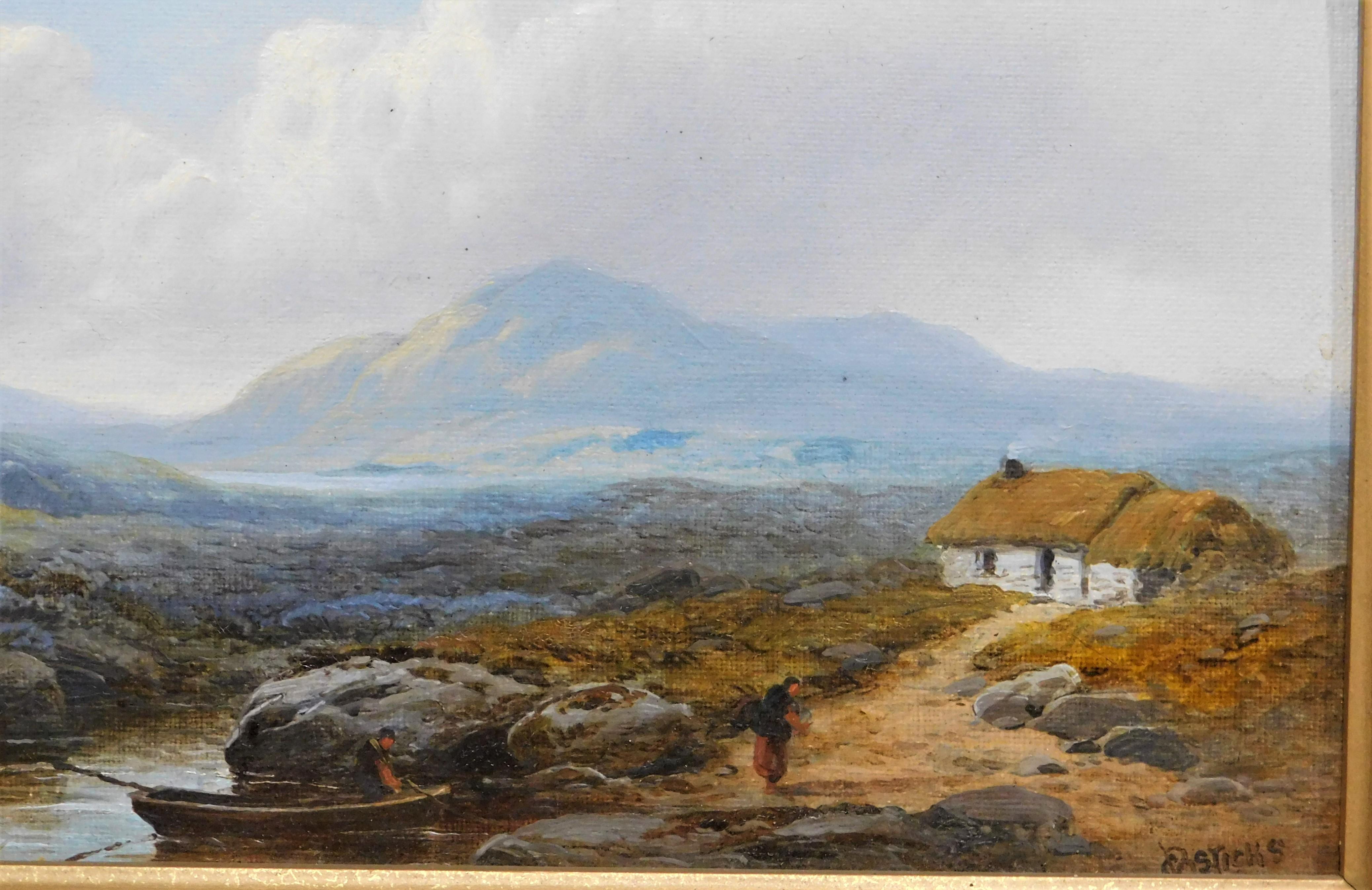Scottish Signed Original Oil Painting British Artist George Blackie Sticks, '1843-1936'