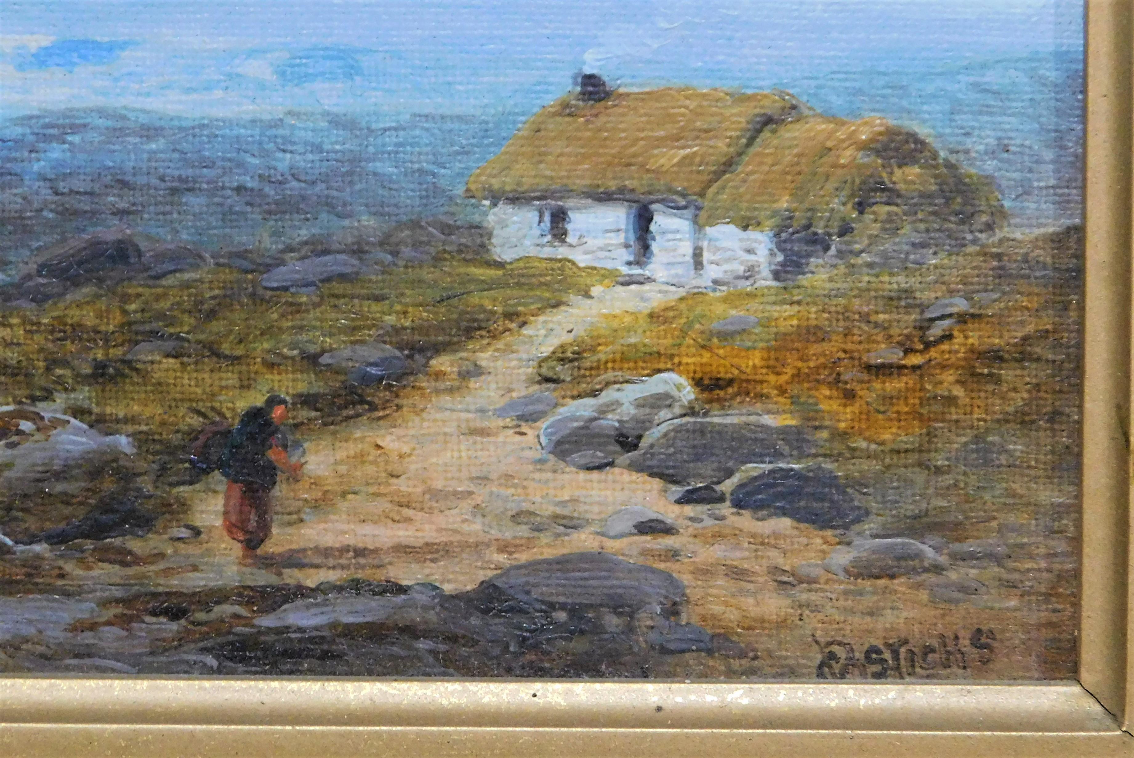Signed Original Oil Painting British Artist George Blackie Sticks, '1843-1936' In Good Condition In Hamilton, Ontario