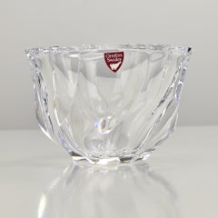 Signierte Orrefors-Kristallschalenschale/Schale Keep All mit wellenförmigem geschliffenem Design, Schweden