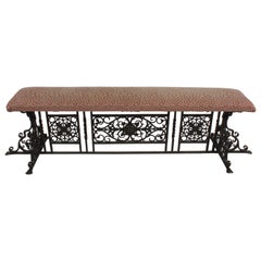 Firmato Oscar Bach Grande testa di leone ornata con volute Bronzo e tappezzeria Panchina