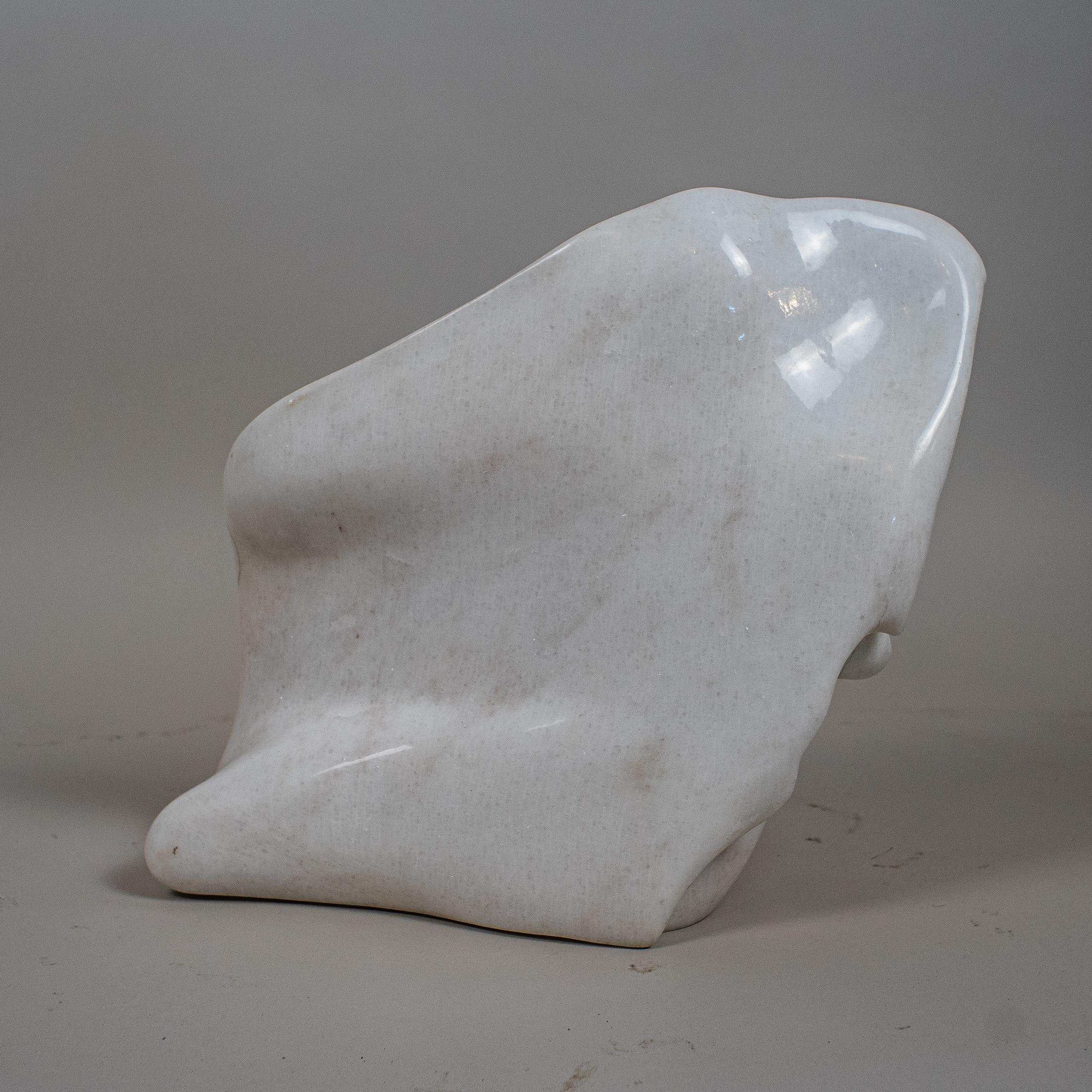 Post-Modern Signed Osmond White Marble Abstract Sculpture