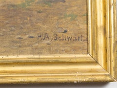 Signed P. A. Schwartz Oil Painting of a Boston Terrier Dog, circa 1900