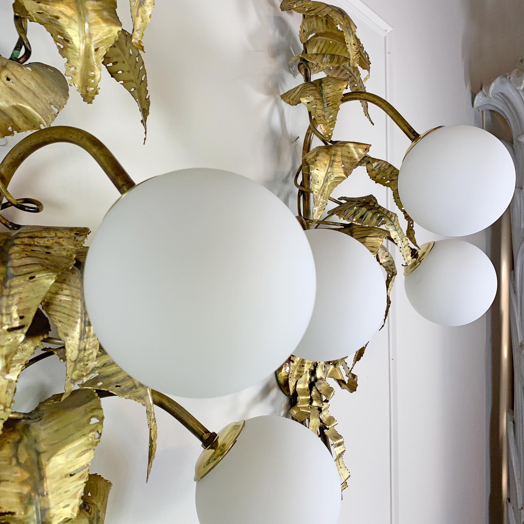 Signierte P. Mas Rossi Naturalistische Blattgold-Wandleuchten (Handgefertigt) im Angebot