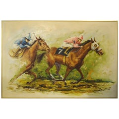 Signed Painting of Horse Race