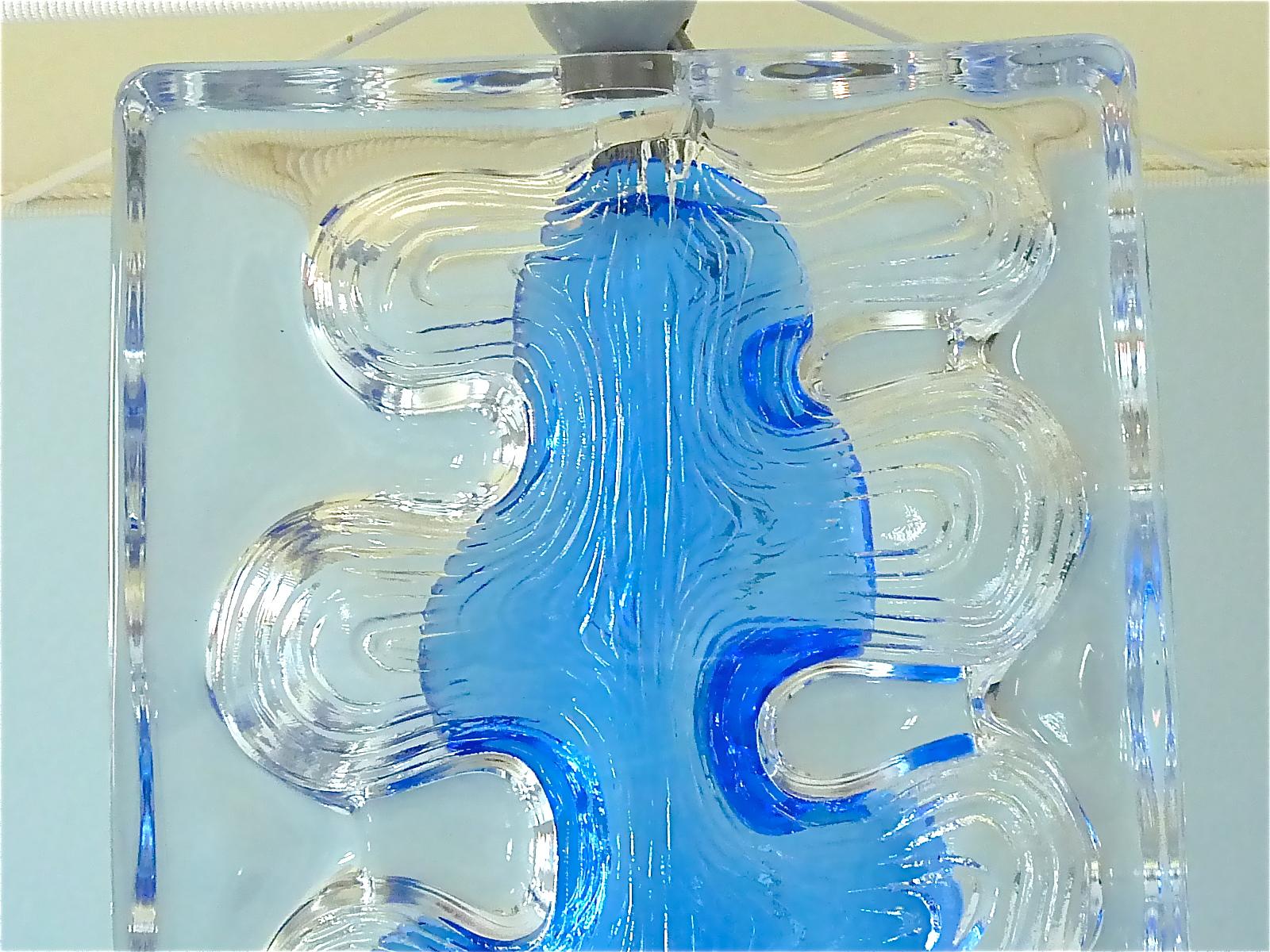 Signierte Daum-Skulpturen-Tischlampen aus blauem Klarkristallglas, Frankreich 1970er Jahre im Angebot 4