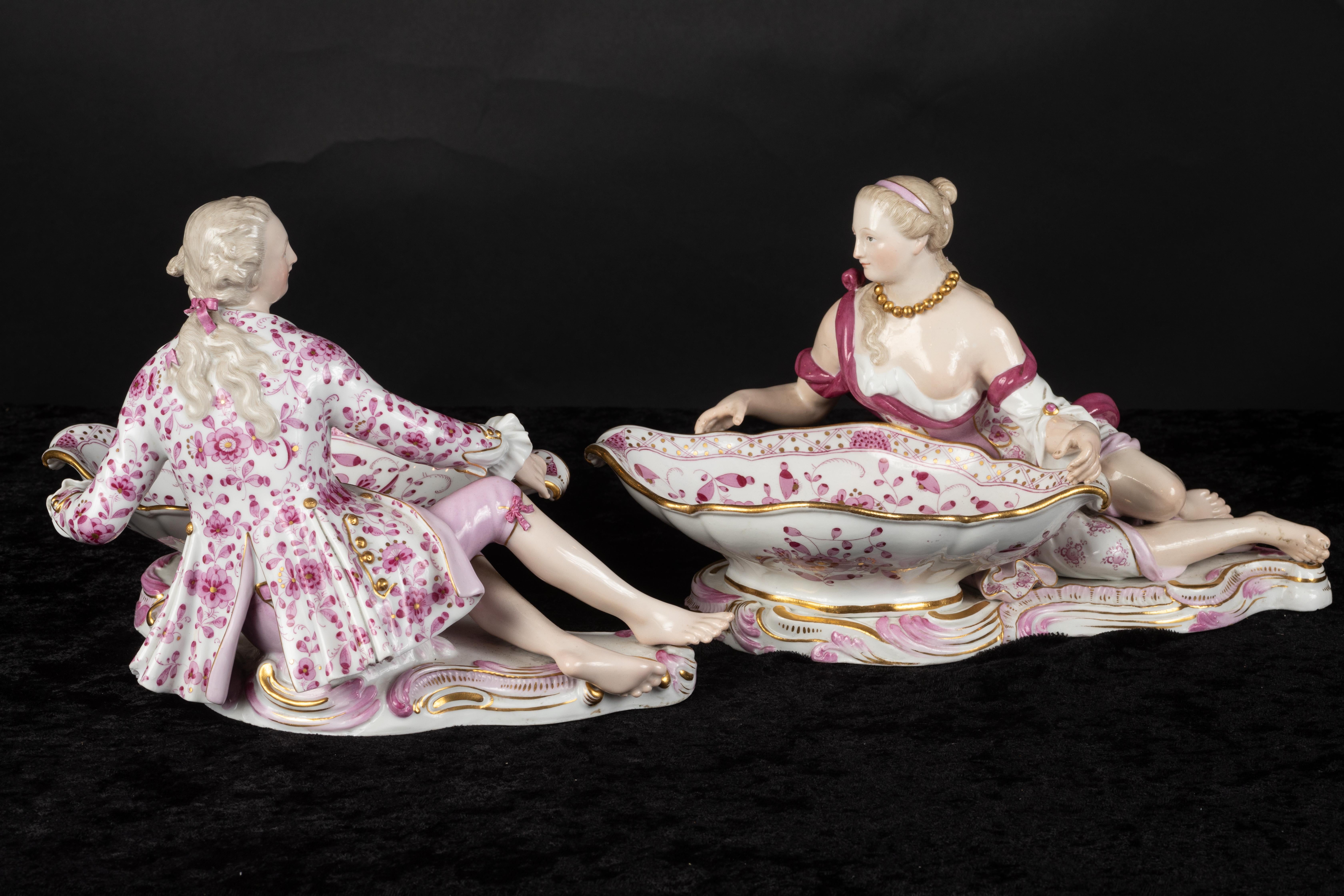 Signed Pair of 19th Century Meissen Sweet Meat Dishes For Sale 7