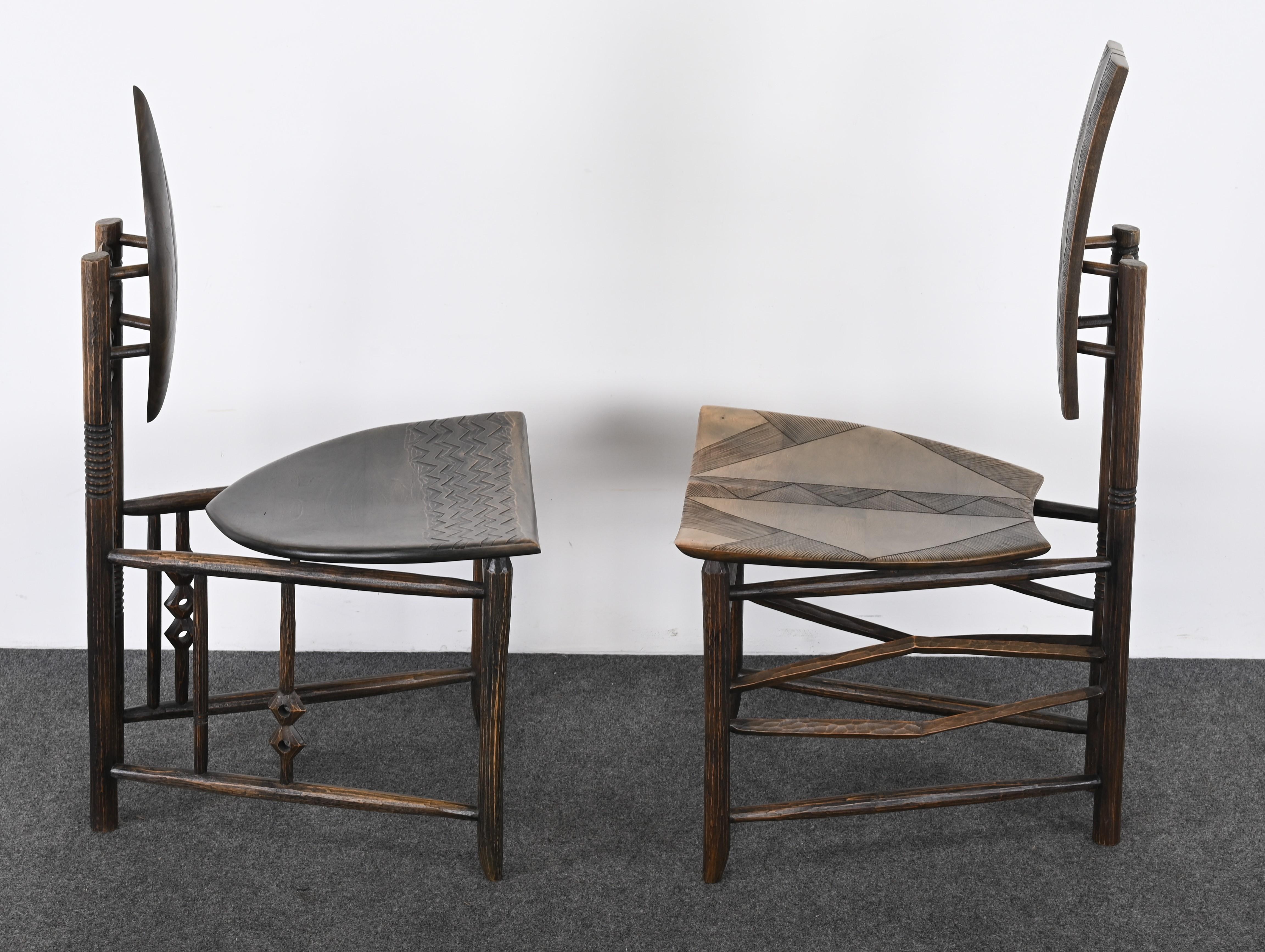 Signed Pair of African Chairs by Dean Pulver 4
