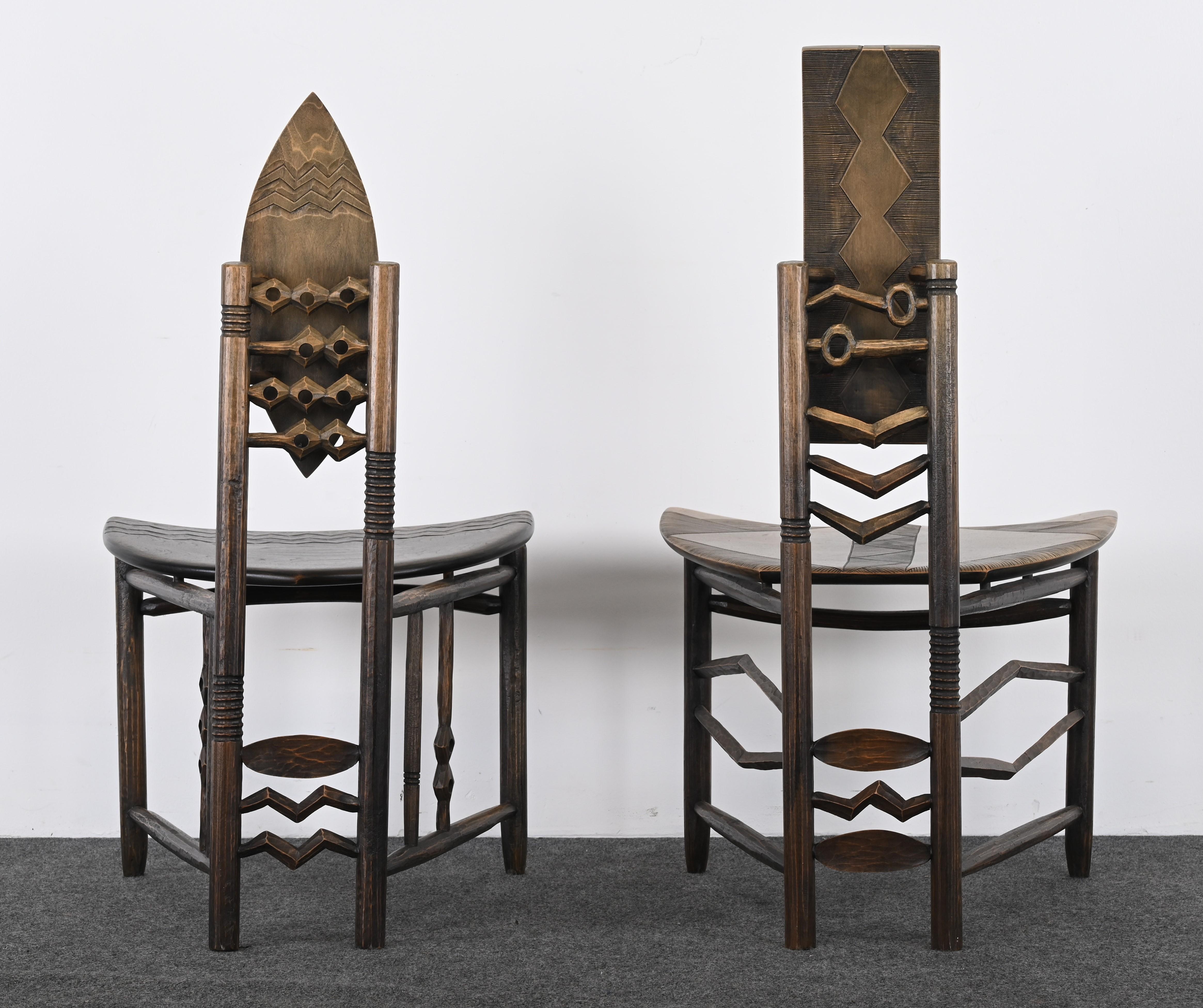 Signed Pair of African Chairs by Dean Pulver For Sale 7
