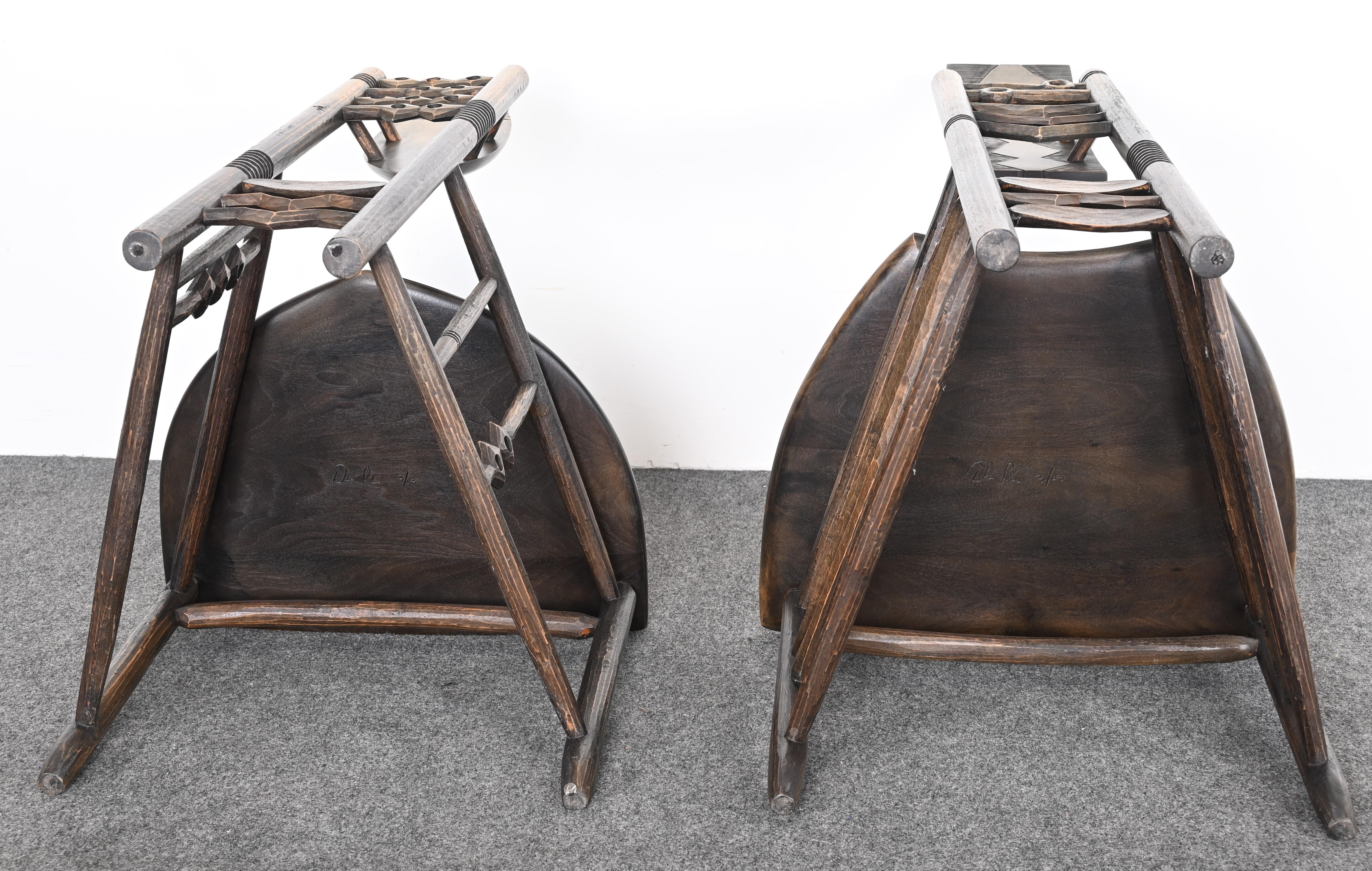Signed Pair of African Chairs by Dean Pulver For Sale 10
