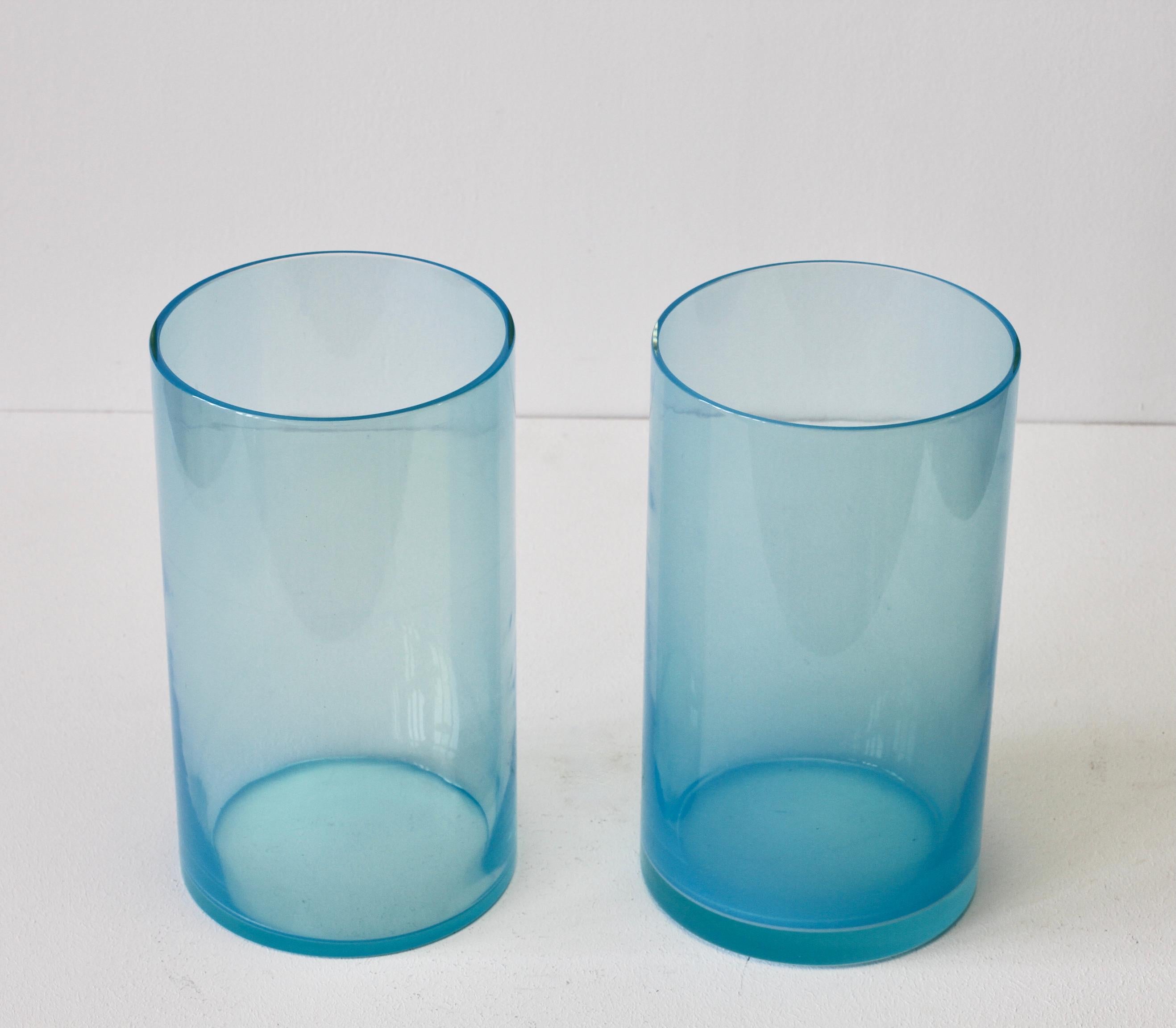 Rare pair of stunning midcentury, vintage 'Opalino' Murano glass vase or vessel designed by Antonio da Ros for Cenedese, circa 1970-1990 Wonderful translucent color (colour) of vibrant light 