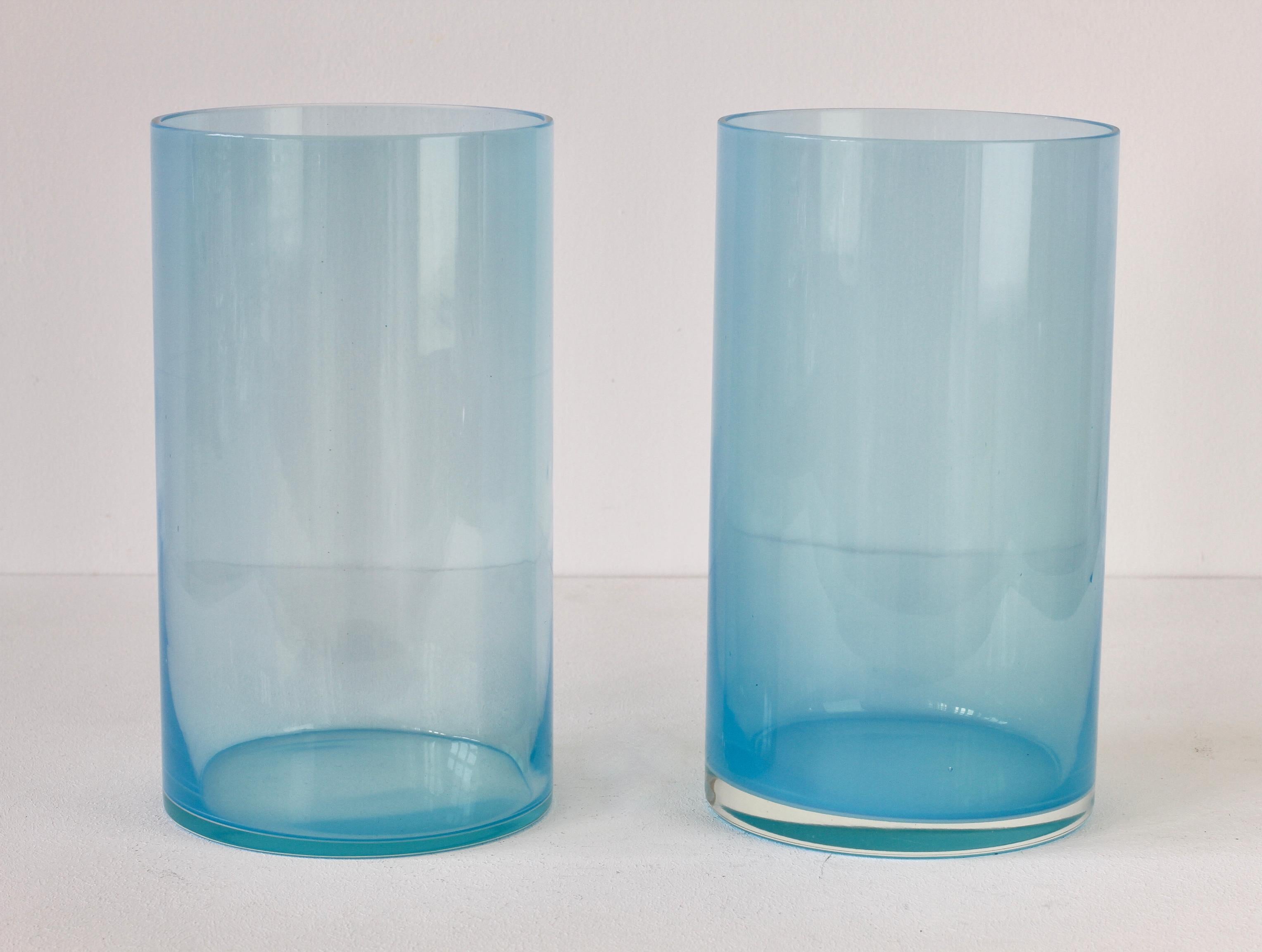 Mid-Century Modern Signed Pair of Antonio da Ros for Cenedese Vibrantly Colored Murano Glass Vases