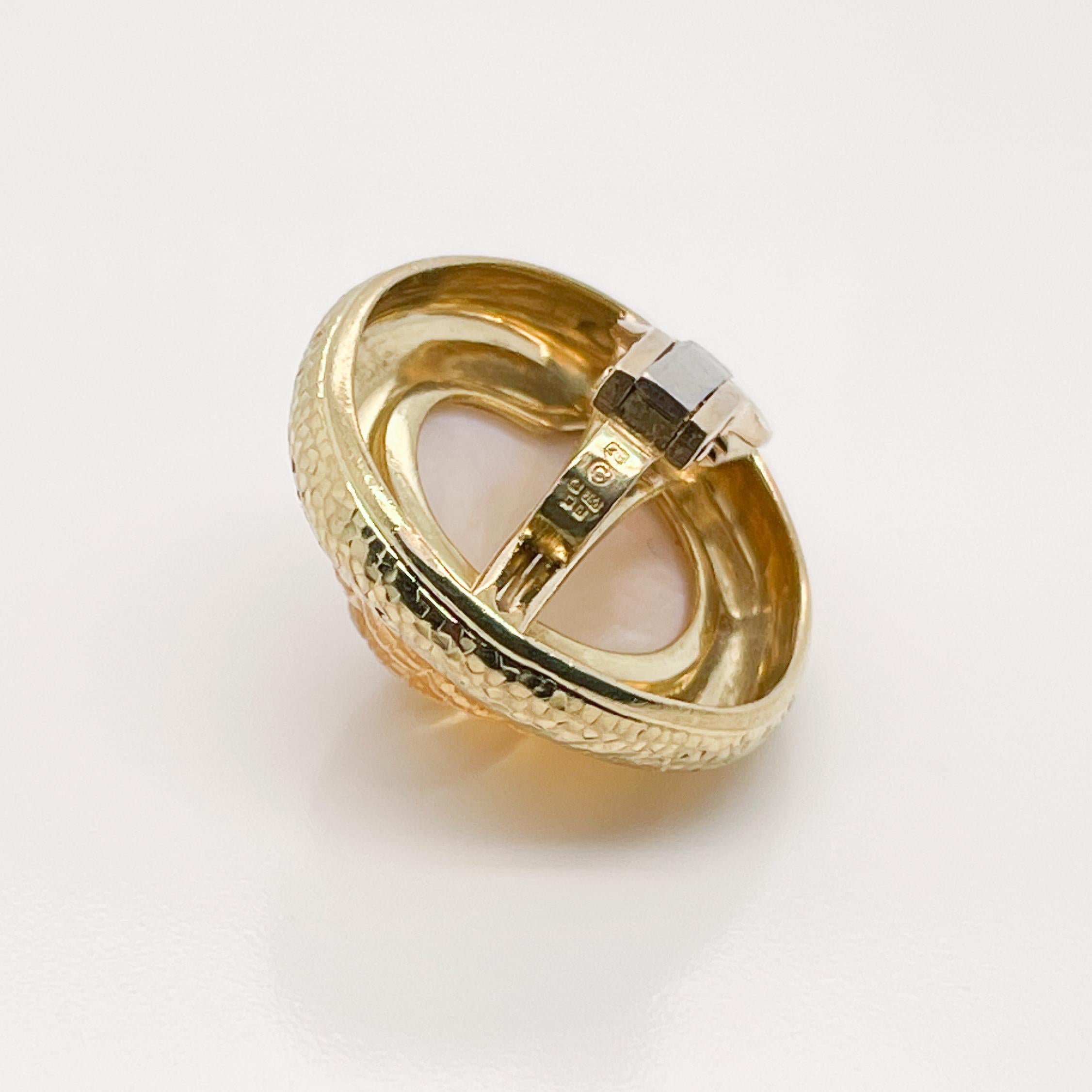 Signiertes Paar Elizabeth Gage Nautilus Citrin & 18K Gold Clip-On Ohrringe im Angebot 3
