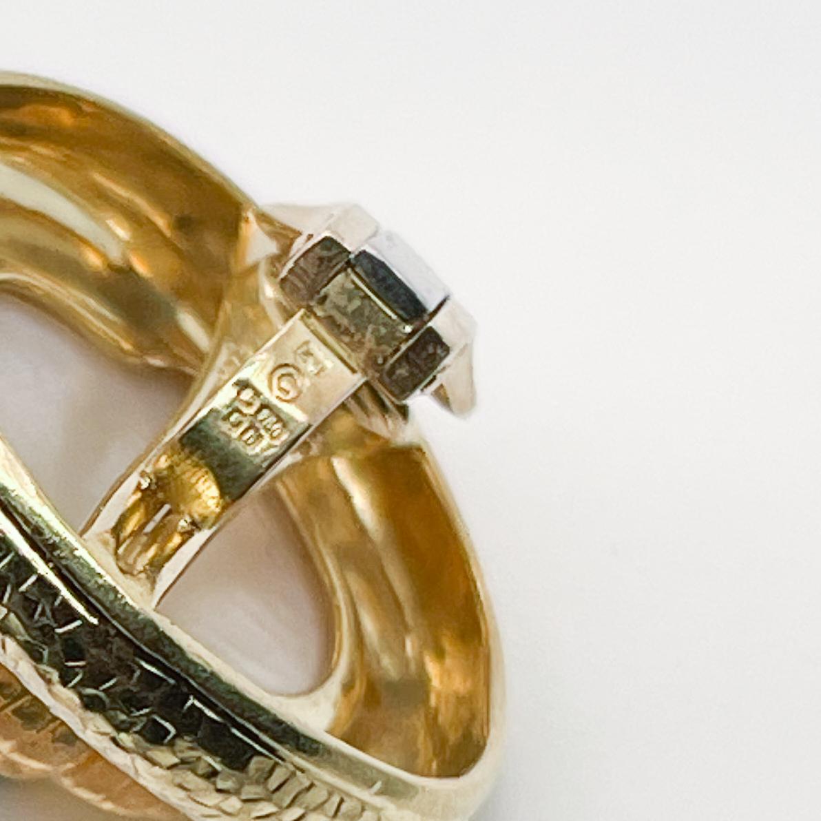 Signiertes Paar Elizabeth Gage Nautilus Citrin & 18K Gold Clip-On Ohrringe im Angebot 4