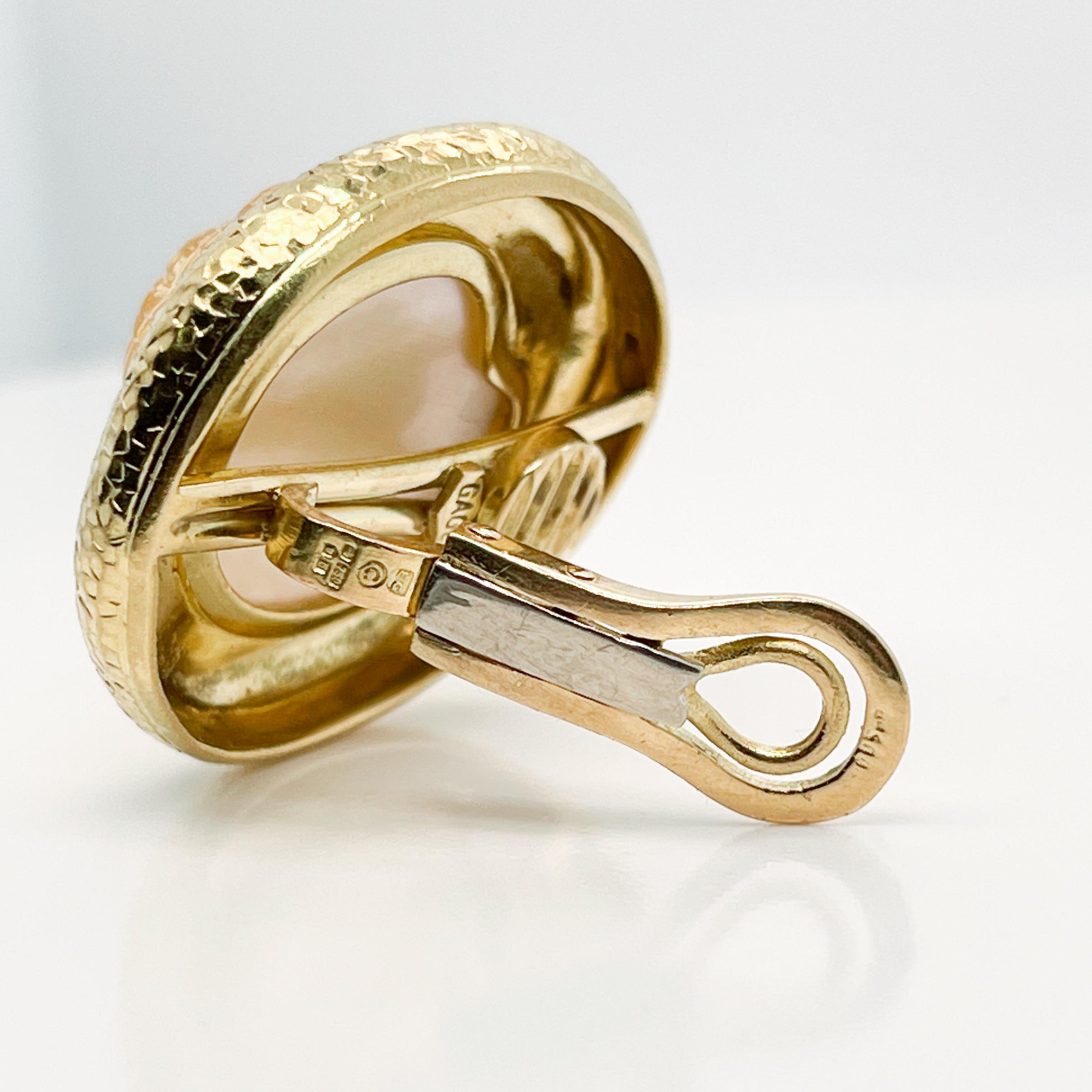 Signiertes Paar Elizabeth Gage Nautilus Citrin & 18K Gold Clip-On Ohrringe im Angebot 5