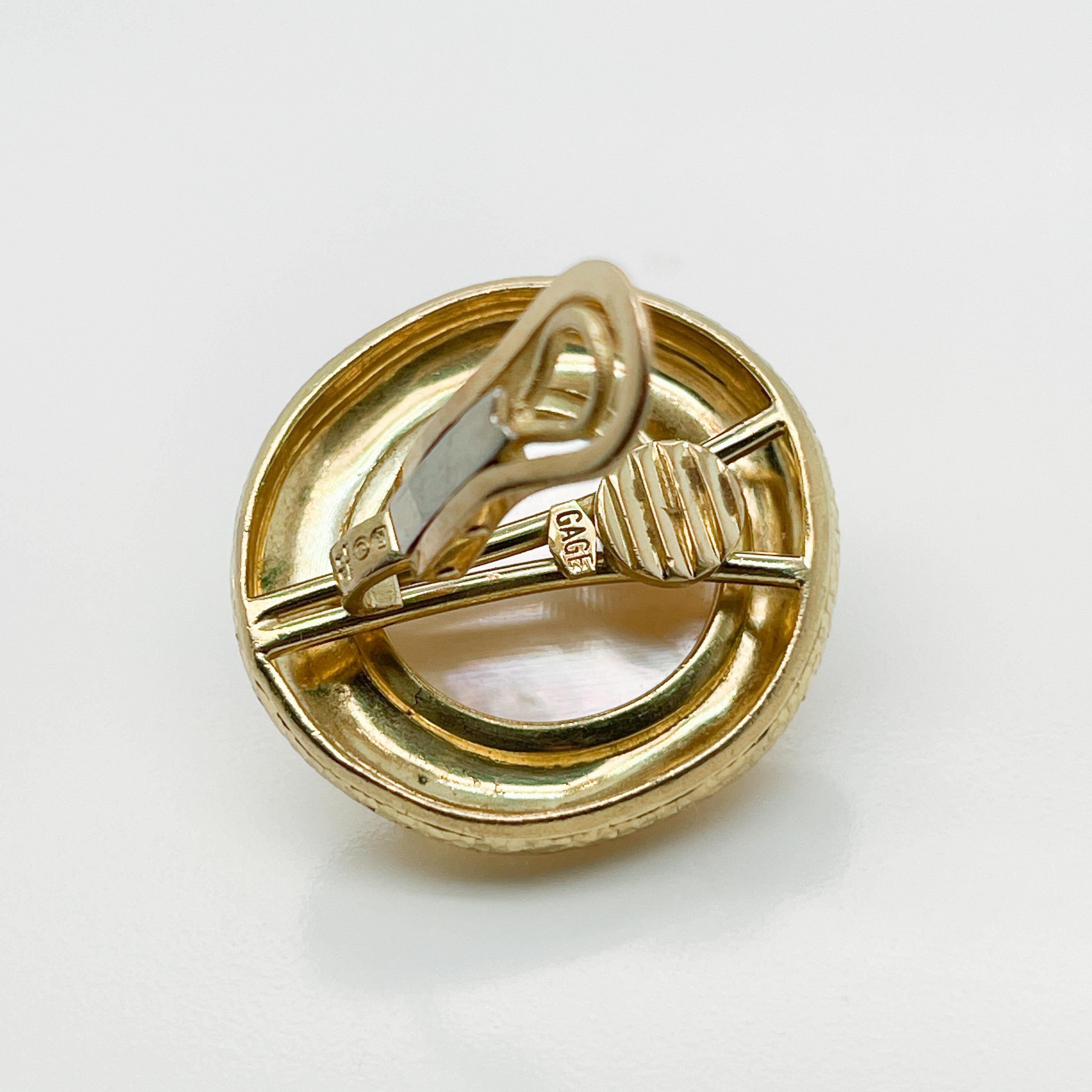 Signiertes Paar Elizabeth Gage Nautilus Citrin & 18K Gold Clip-On Ohrringe im Angebot 6