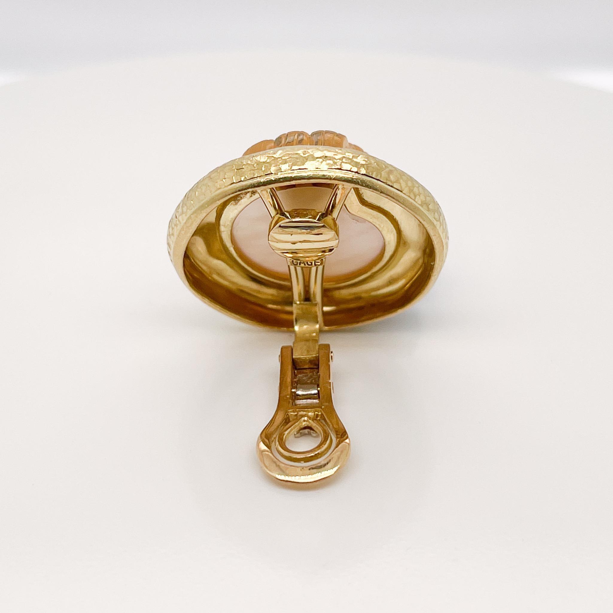 Signiertes Paar Elizabeth Gage Nautilus Citrin & 18K Gold Clip-On Ohrringe im Angebot 8