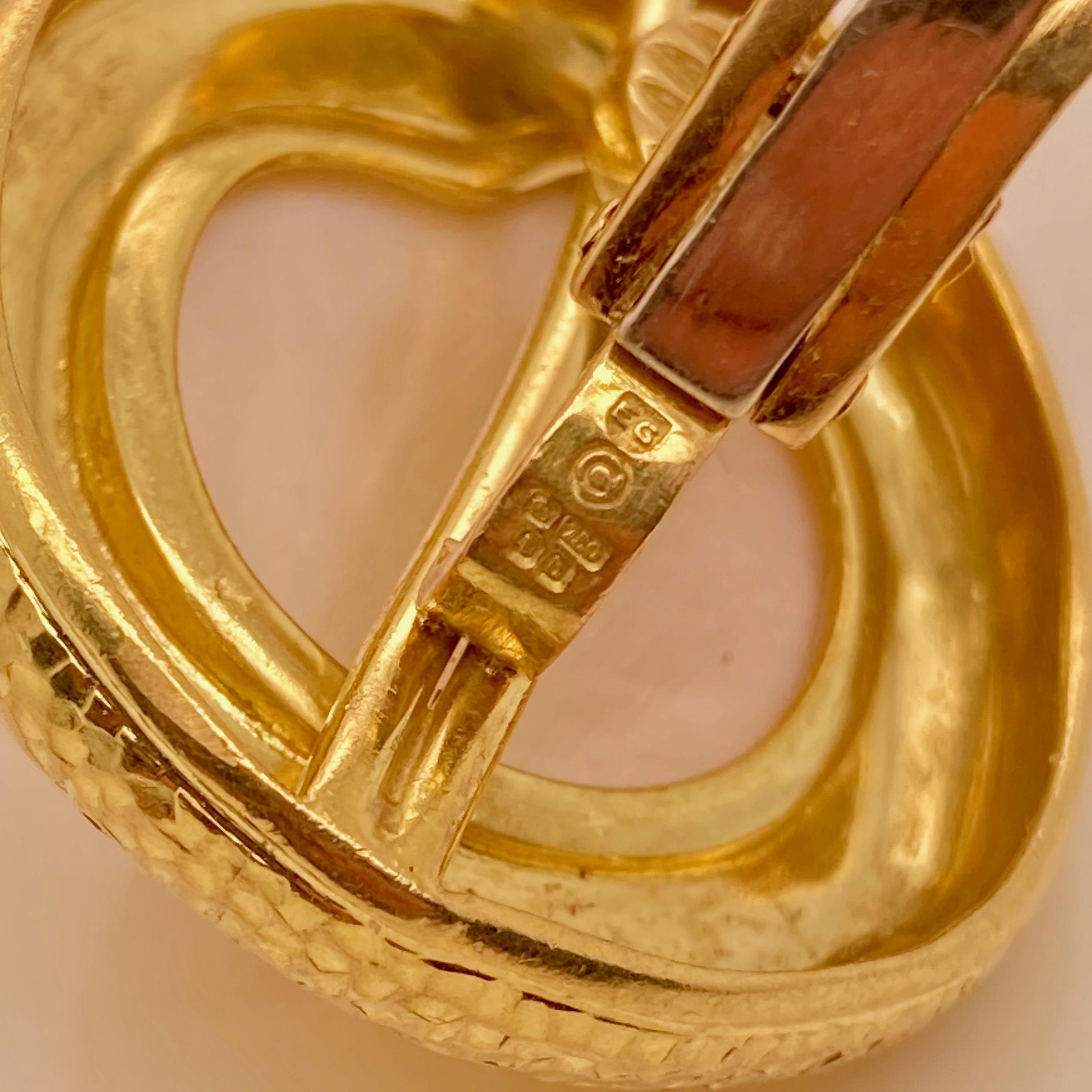 Signiertes Paar Elizabeth Gage Nautilus Citrin & 18K Gold Clip-On Ohrringe im Angebot 12
