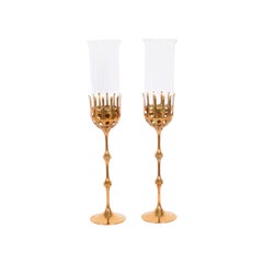 Signed Pair of Hurricane Candlesticks by Bjorn Wiinblad