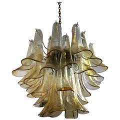 Signed Pair of Mid-Century Modern Chandeliers by La Murrina in Murano Glass