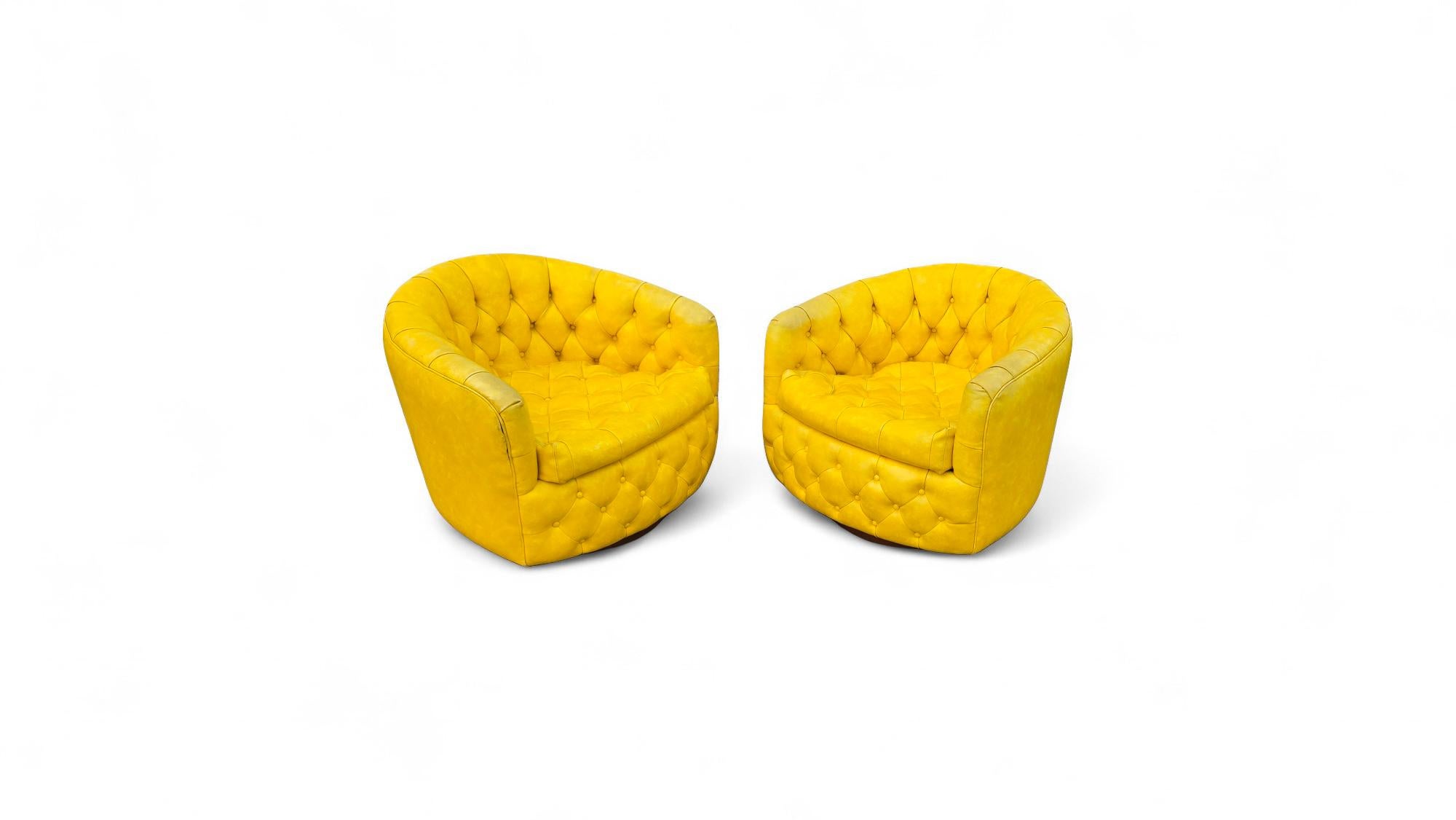 Upholstery Signed Pair of Milo Baughman for Thayer Coggin, Tilt & Swivel Lounge Chairs For Sale