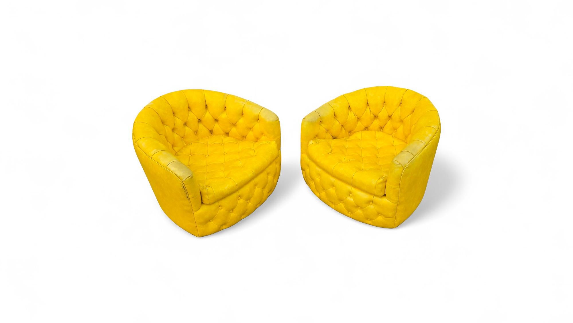 Signed Pair of Milo Baughman for Thayer Coggin, Tilt & Swivel Lounge Chairs For Sale 3