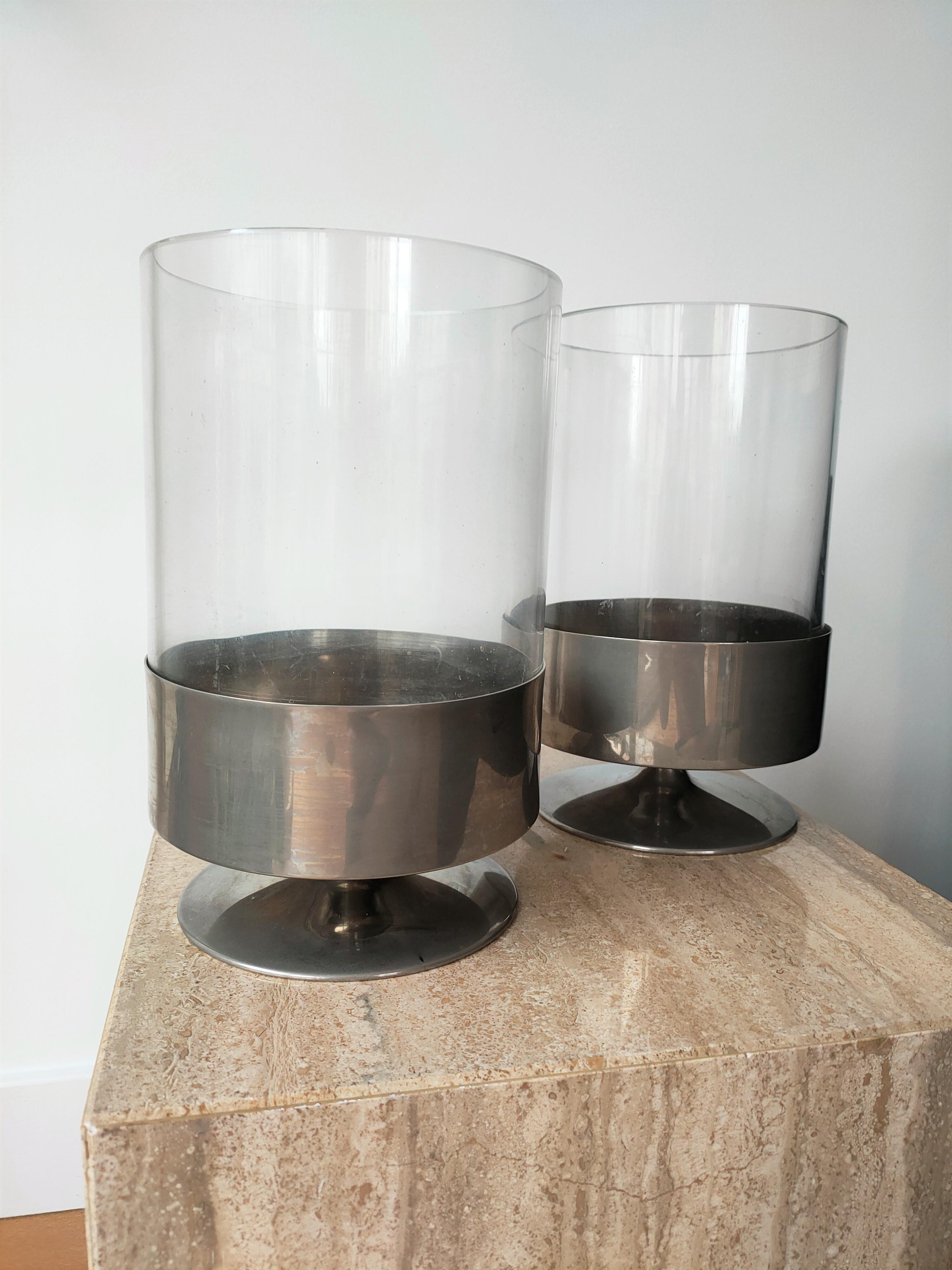 Signed Pair of Minimalist Candle Holders by Philippe Barbier, France 1970s 4