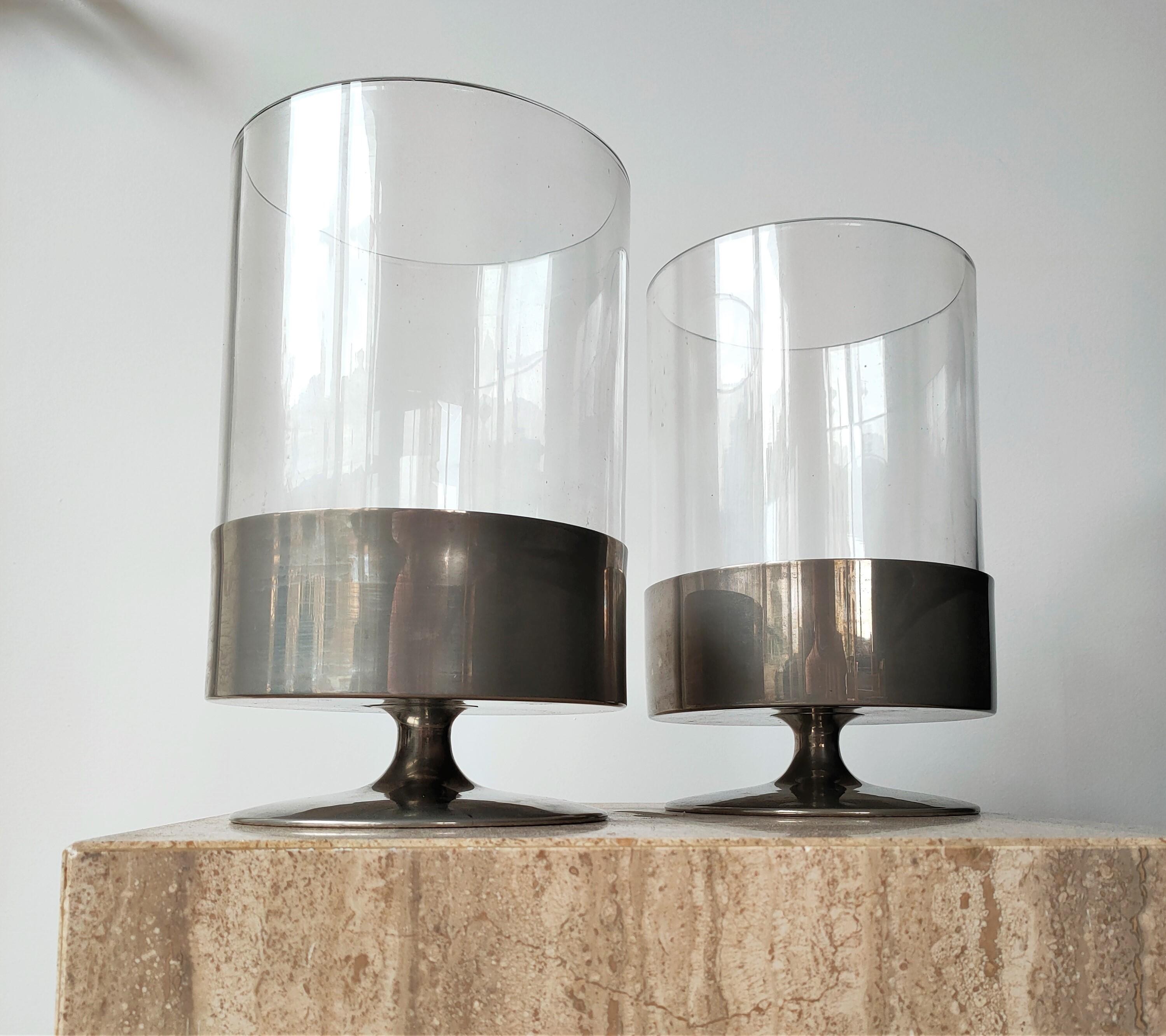 Late 20th Century Signed Pair of Minimalist Candle Holders by Philippe Barbier, France 1970s