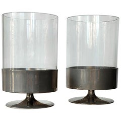 Signed Pair of Minimalist Candleholders by Philippe Barbier, France, 1970s