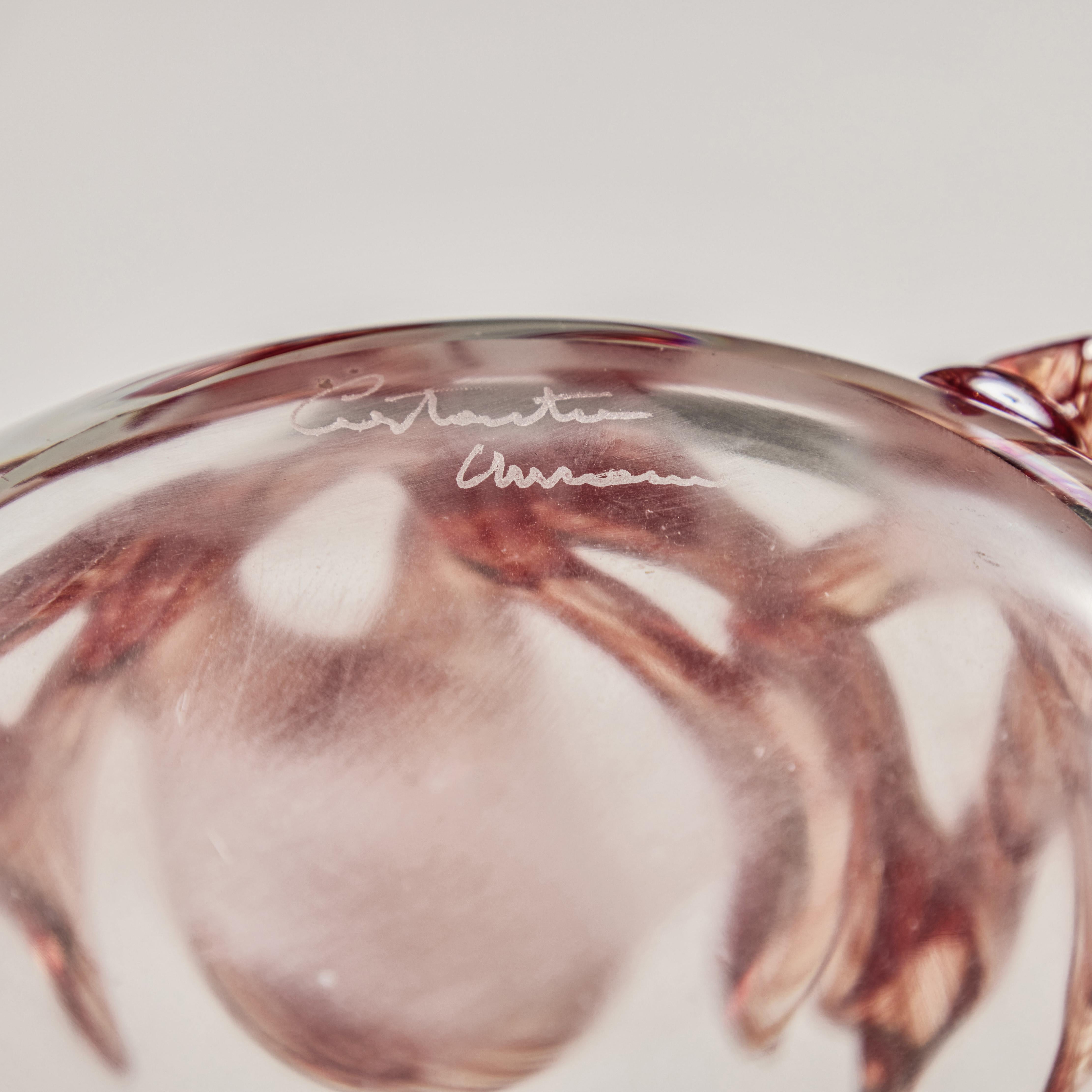 Verre Paire de vases en verre de Murano signés avec détails en forme de flamme en vente