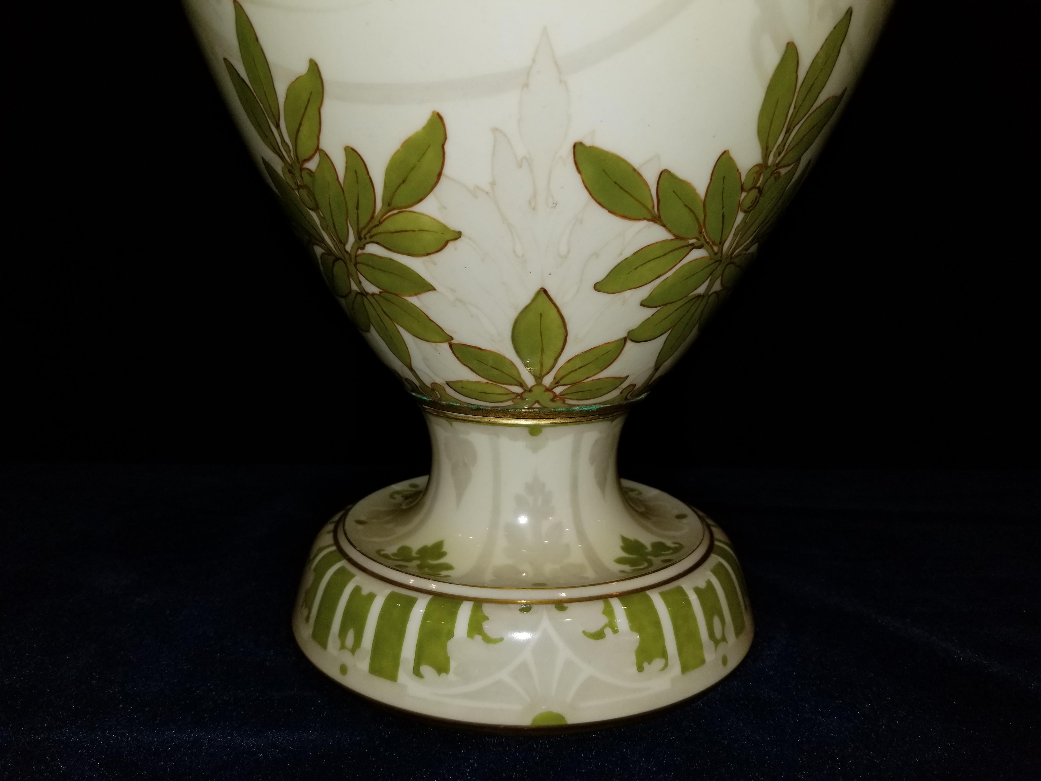 Signed Pair of Sevres ‘Third Republic’ Pate Nouvelle Pale Yellow Ground Vases For Sale 4