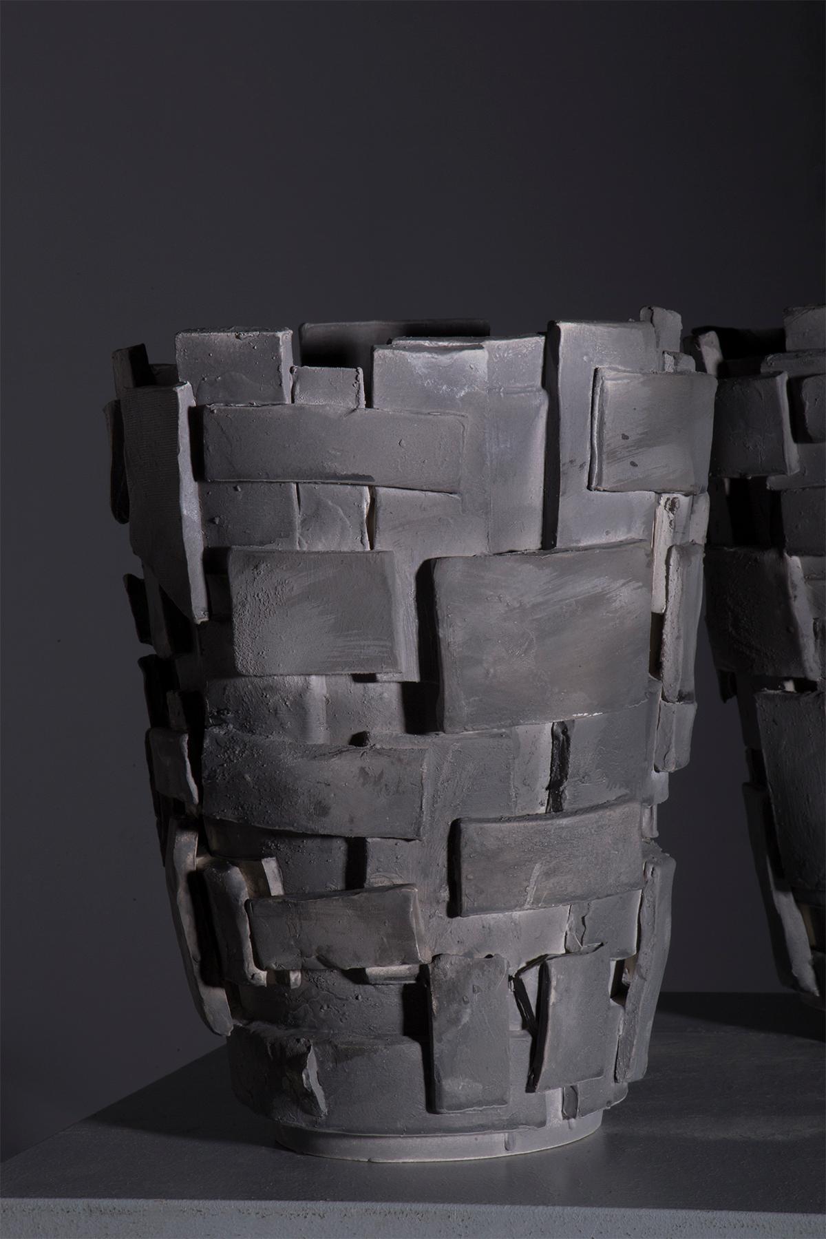 Moderno Signed Pair of Vases by Costa Design in vendita