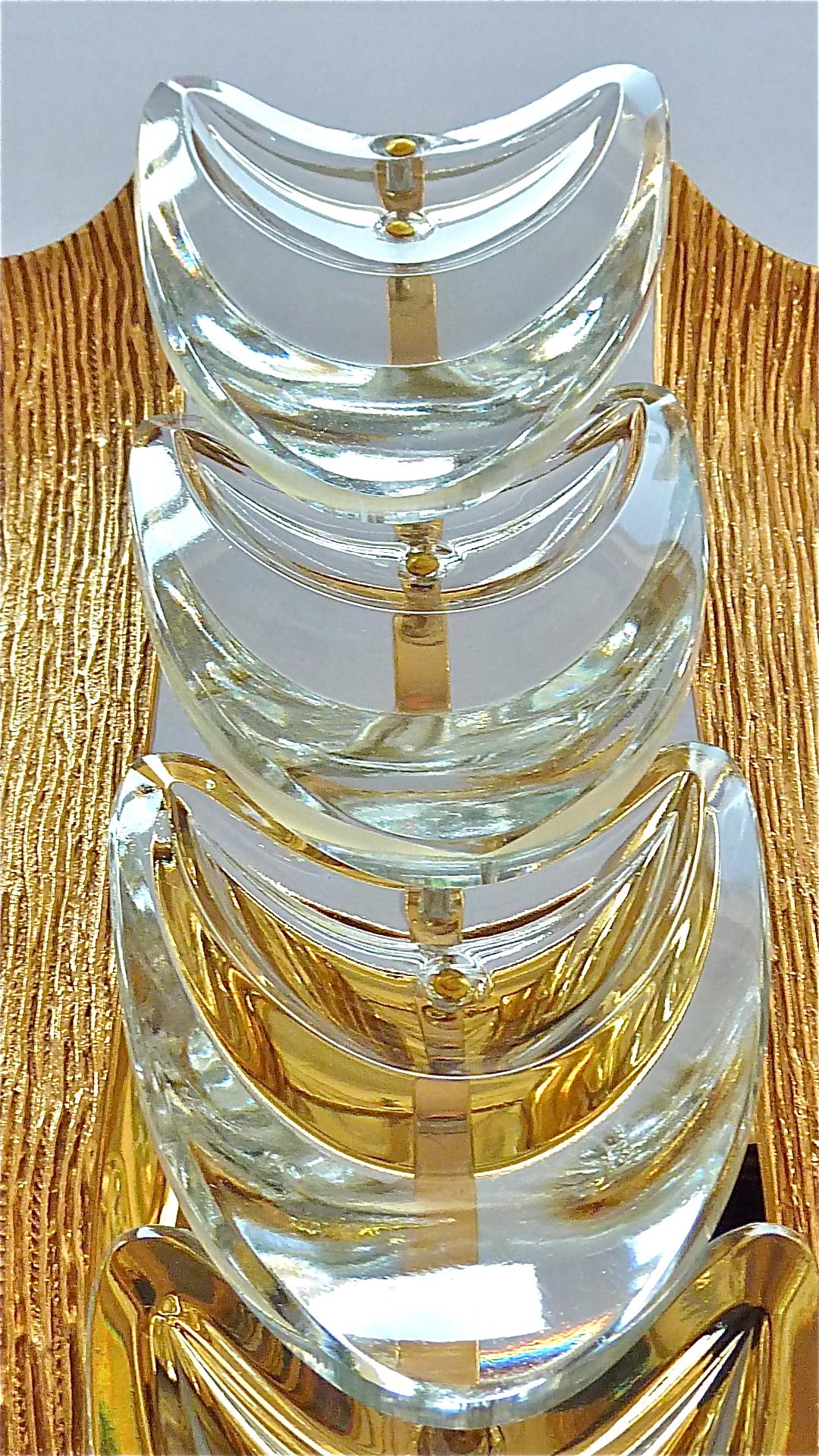 Signed Palwa Sconce Gilt Brass Metal Crystal Glass, 1960s For Sale 1