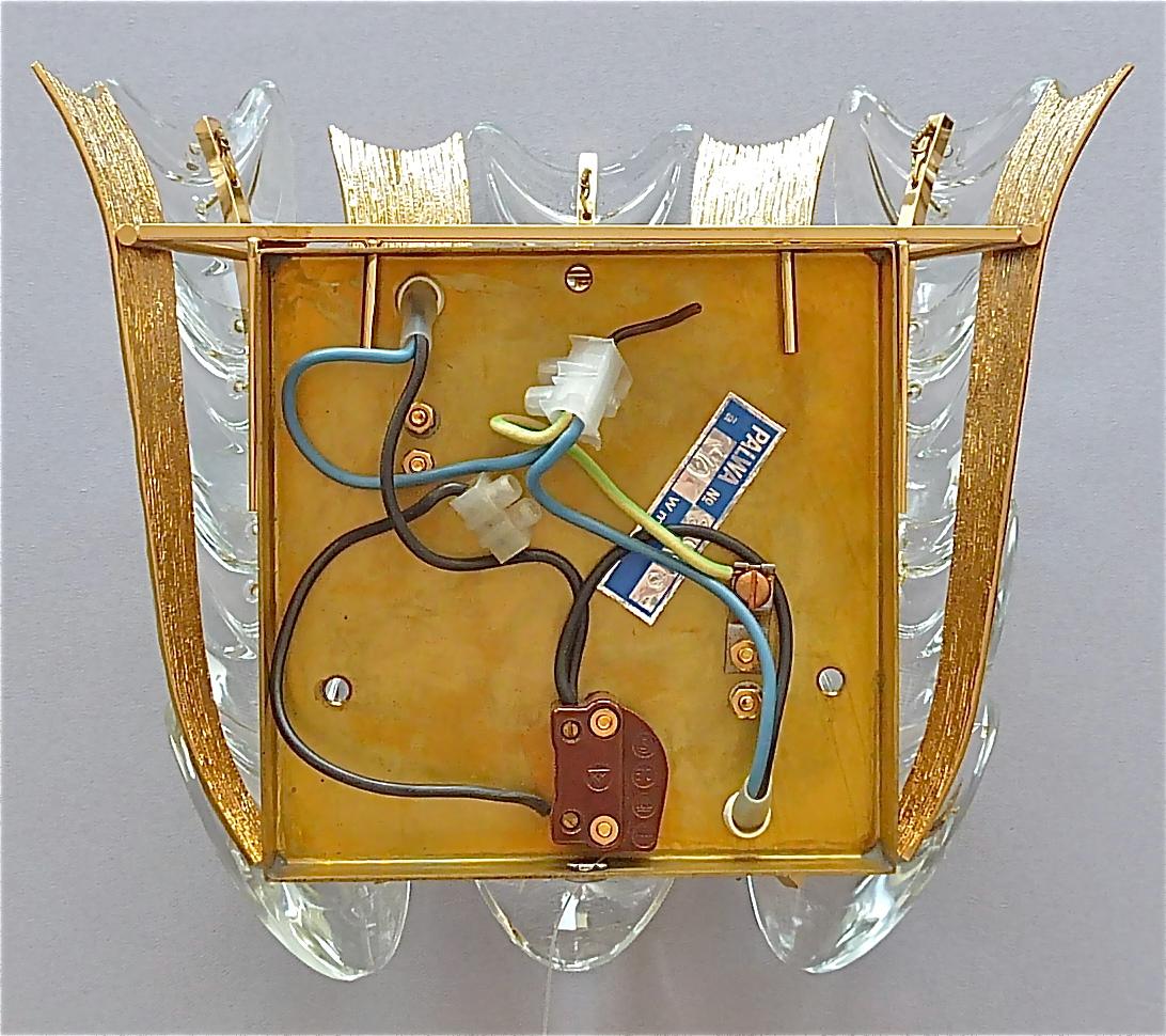 Signed Palwa Sconce Gilt Brass Metal Crystal Glass, 1960s For Sale 2