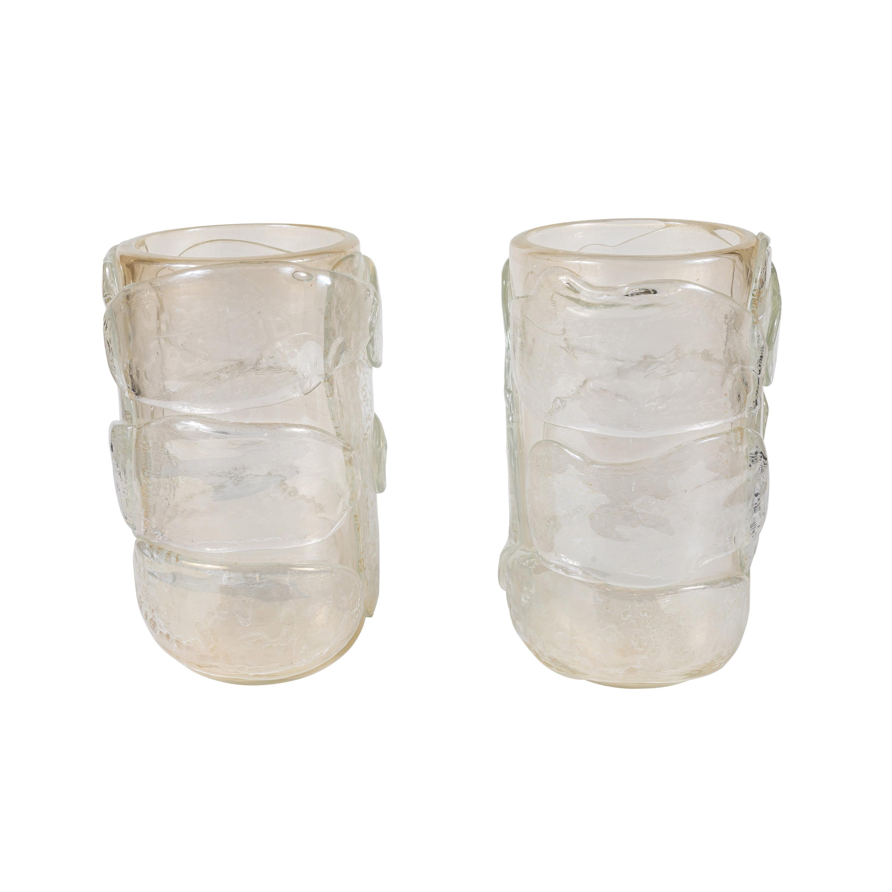Signed, Paneled, Murano Glass Vases