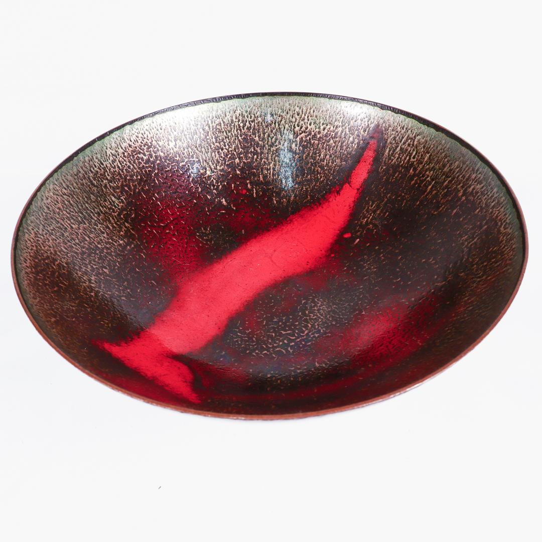 Signed Paolo De Poli Italian (Rame Smaltato) Modernist Enamel on Copper Bowl For Sale 6