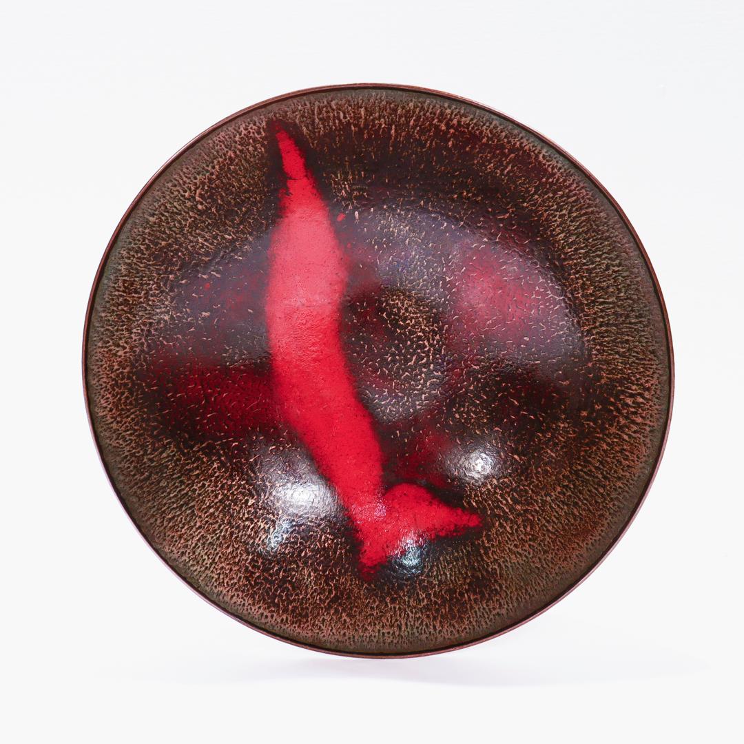 Signed Paolo De Poli Italian (Rame Smaltato) Modernist Enamel on Copper Bowl In Good Condition For Sale In Philadelphia, PA