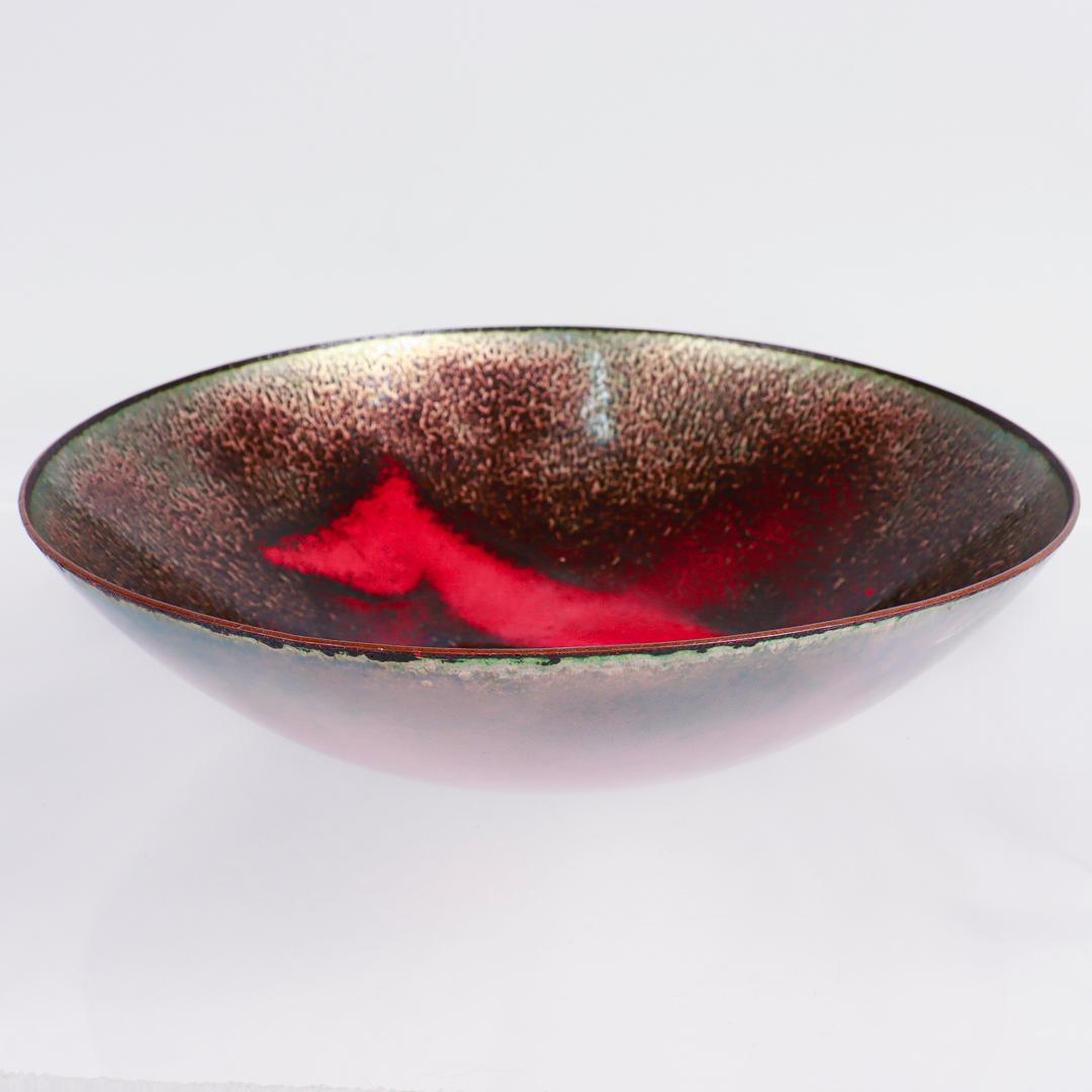 Signed Paolo De Poli Italian (Rame Smaltato) Modernist Enamel on Copper Bowl For Sale 2