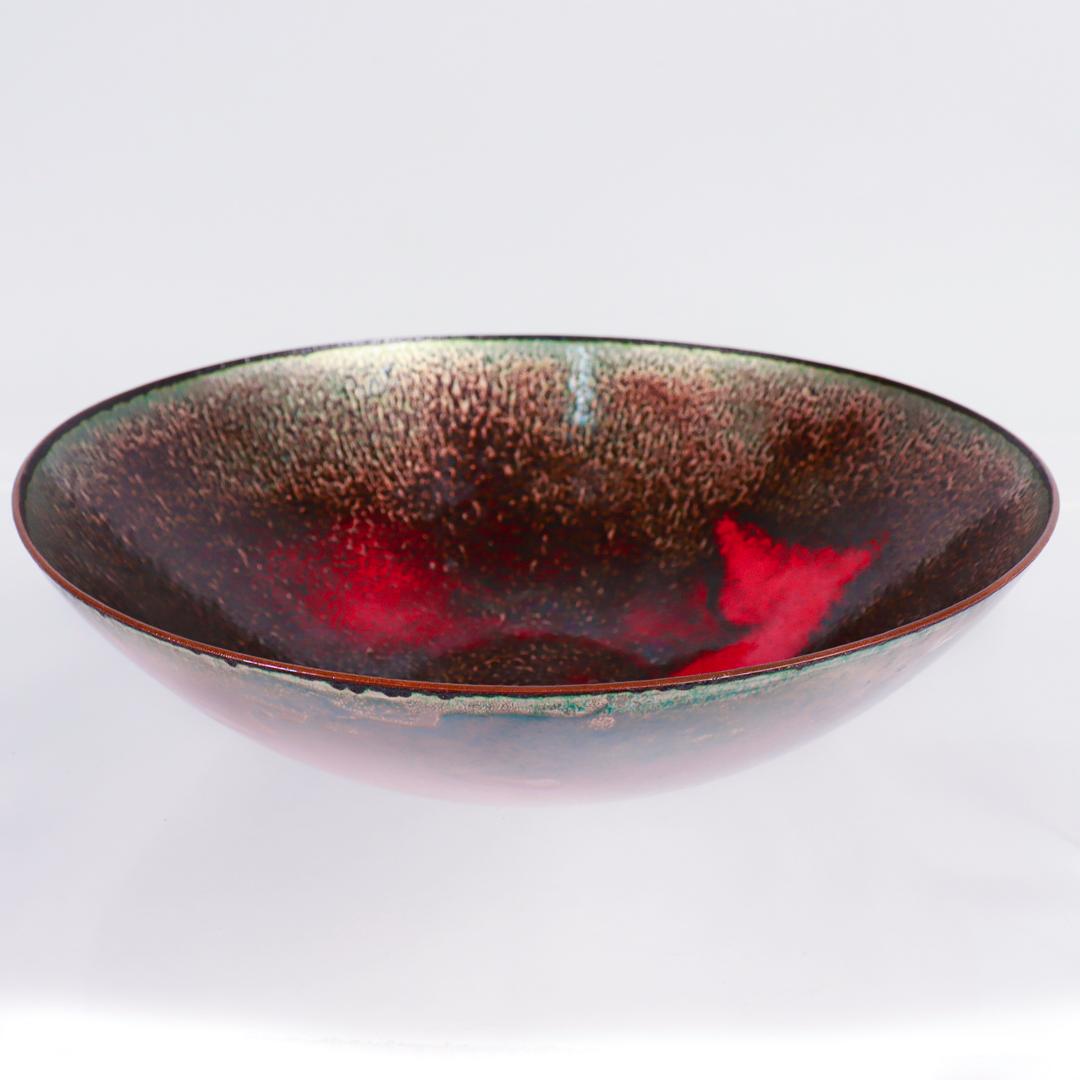 Signed Paolo De Poli Italian (Rame Smaltato) Modernist Enamel on Copper Bowl For Sale 3