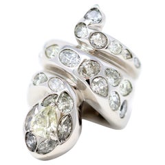 Signed Paolo Piovan Serpenti Cocktail Diamond Ring in 18K