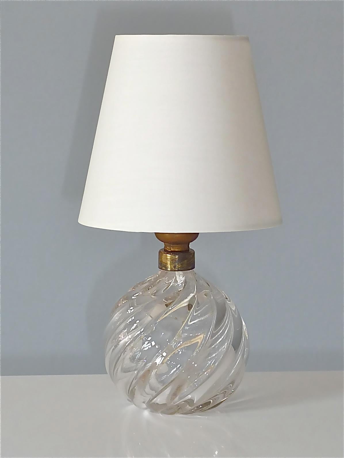 Hand-Crafted Signed Paolo Venini Diamante Midcentury Italian Table Lamp Clear Murano Glass